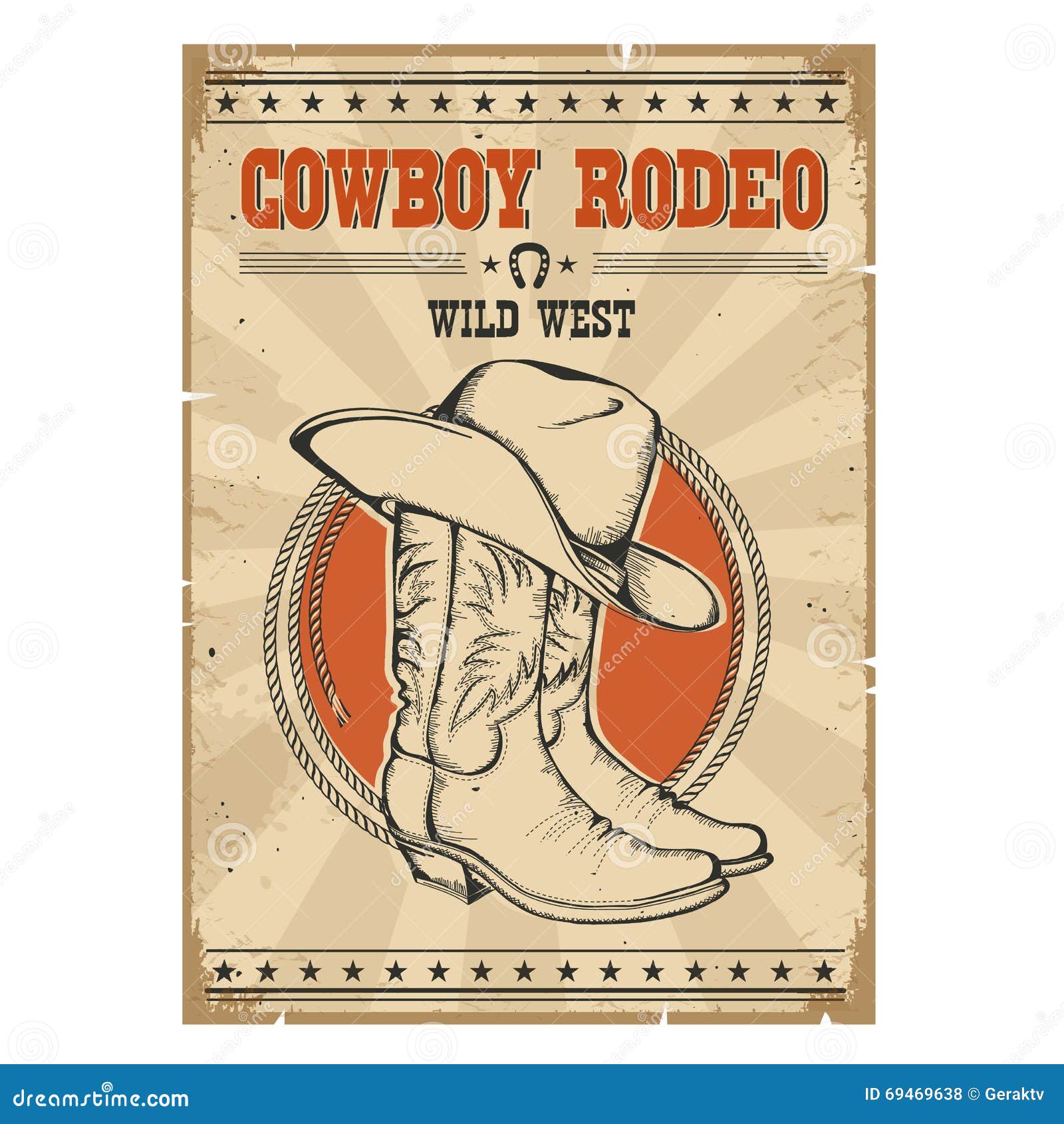 cowboy rodeo poster.western vintage  with text