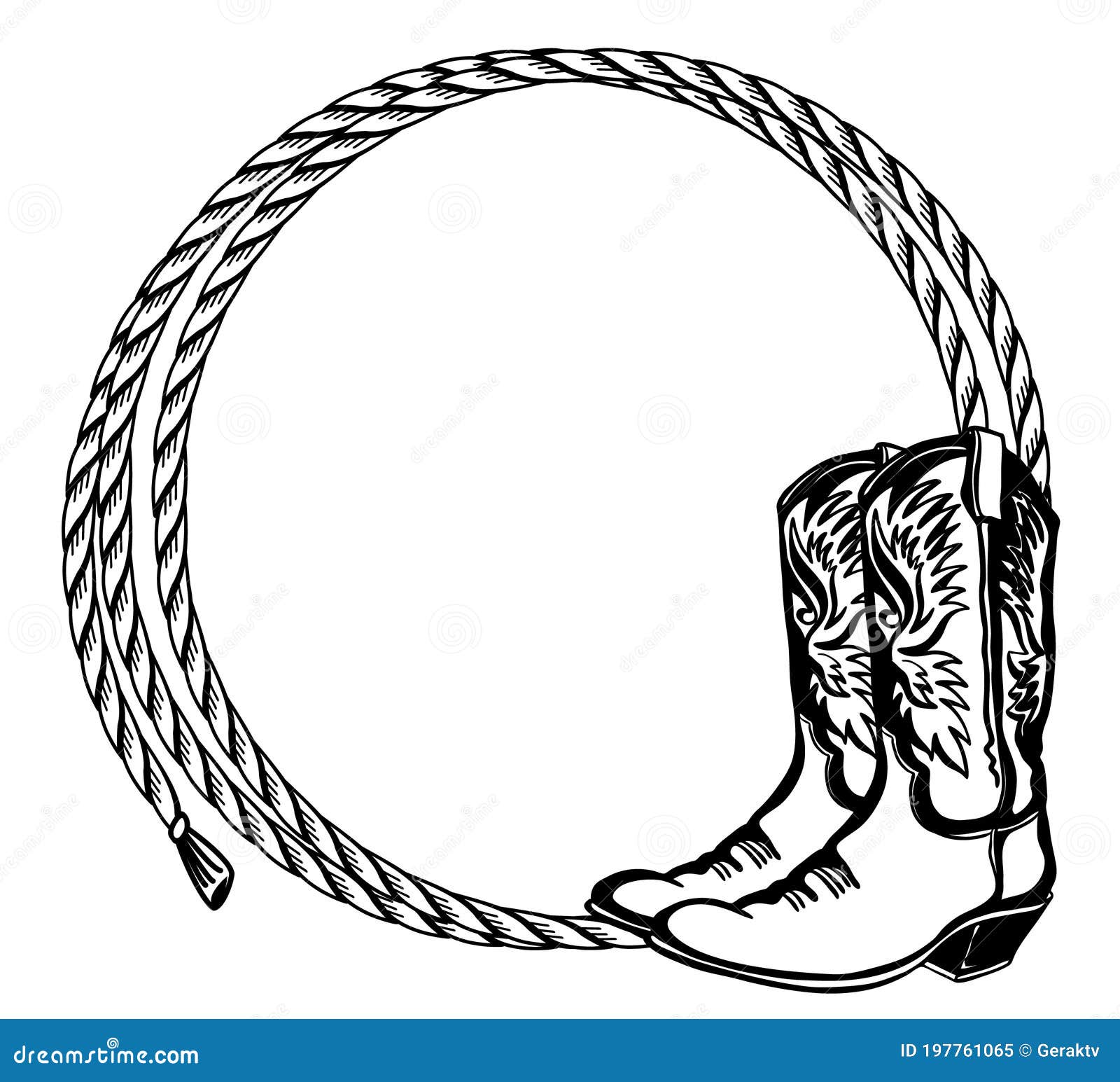 cowboy rope frame with cowboy boots.   cowboy background for text