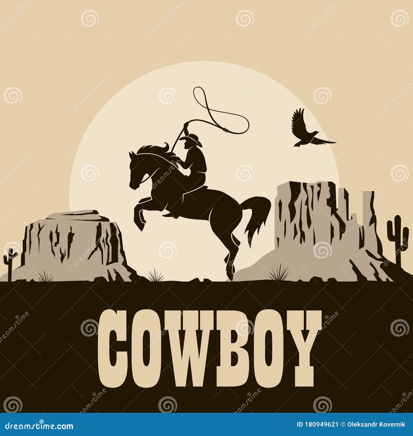 Cowboy Silhouette Illustration Stock Vector - Illustration of rodeo ...
