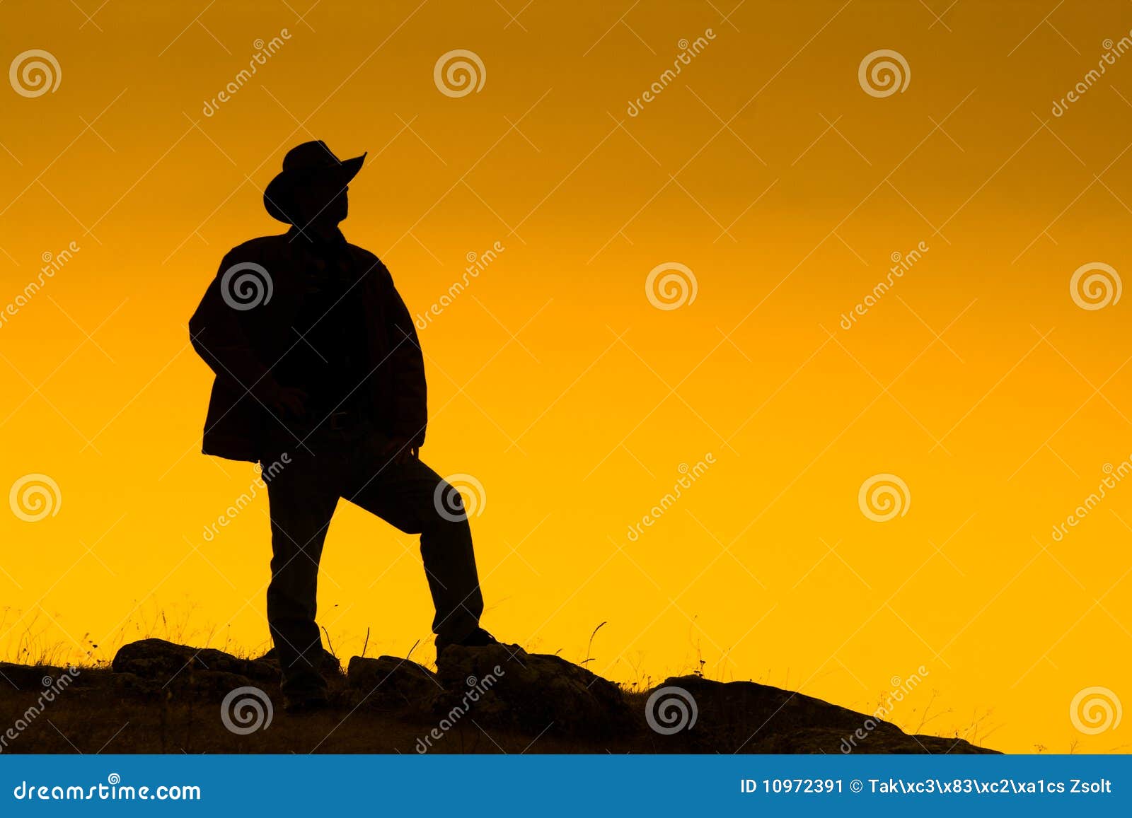 cowboy silhouetted at dusk