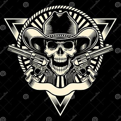 Cowboy Skull with Revolver stock vector. Illustration of decorative ...