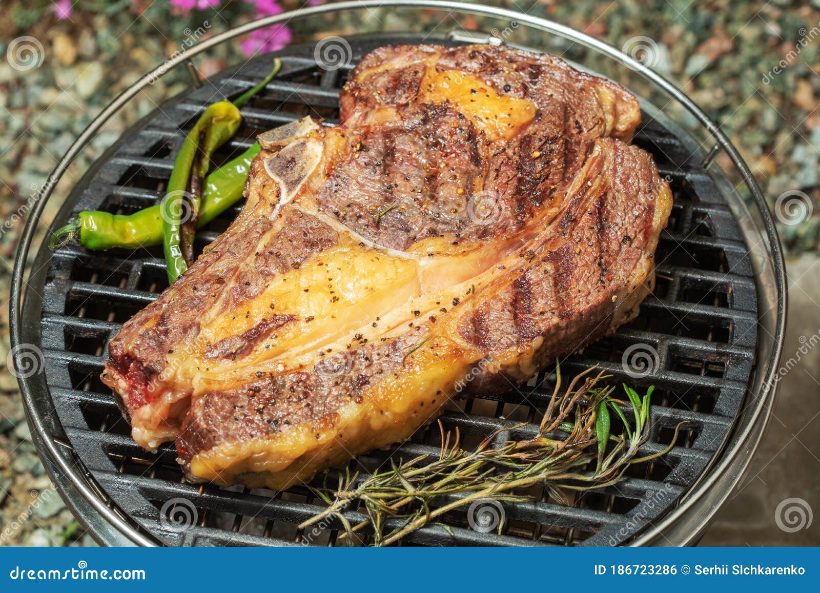 Cowboy Steak on Grilled with Green Pepper Stock Photo Image of steak