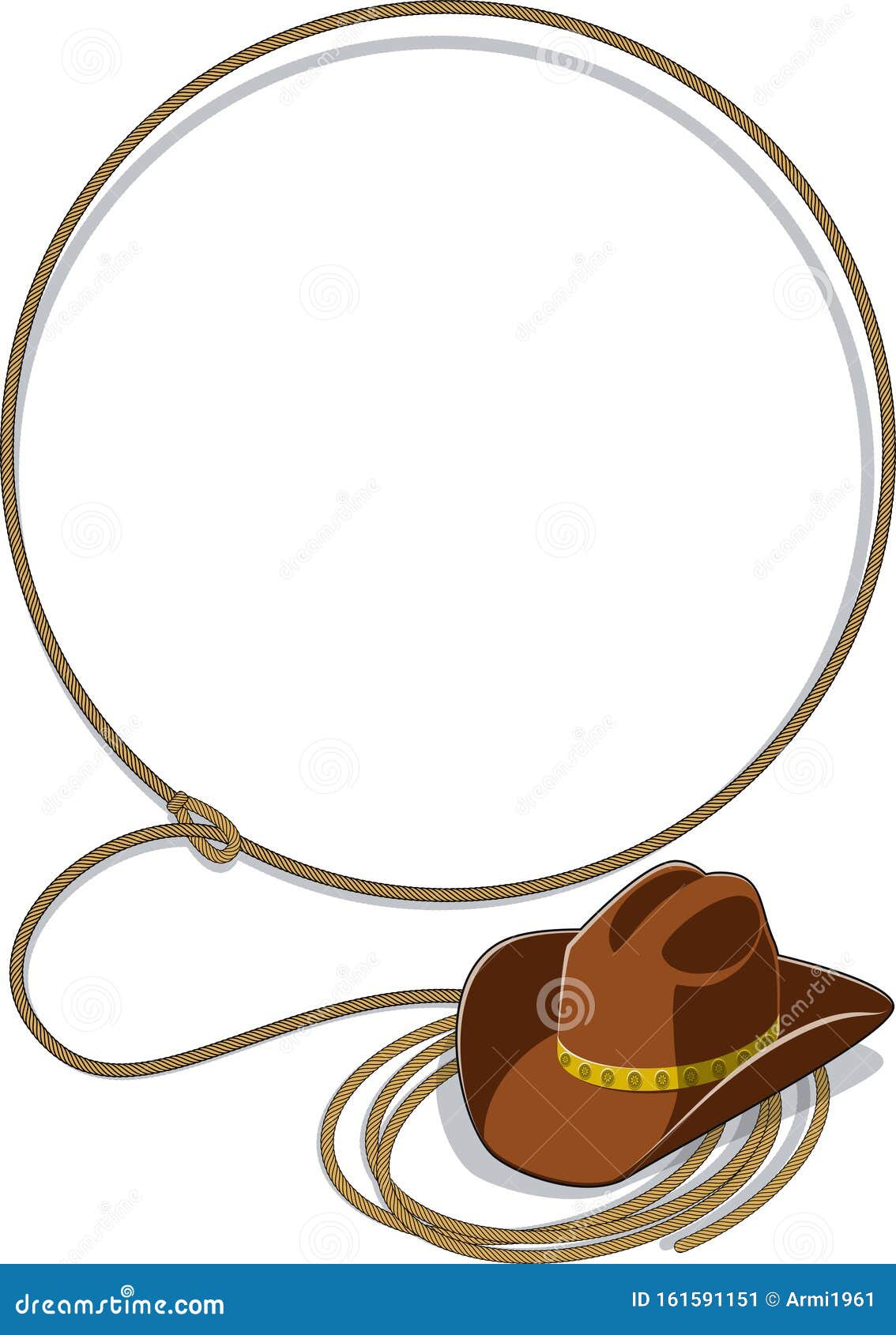 Cowboy Stetson Hat and Lasso Rope Background Stock Vector