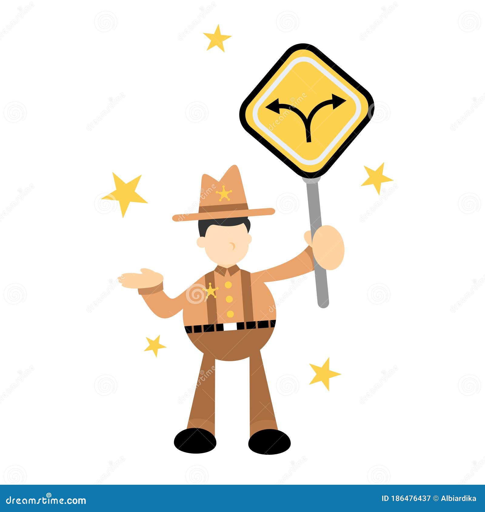 Cowboy America and Two Direction Path Road Sign Cartoon Doodle Flat Design  Vector Illustration Stock Vector - Illustration of icon, navigation:  186476437