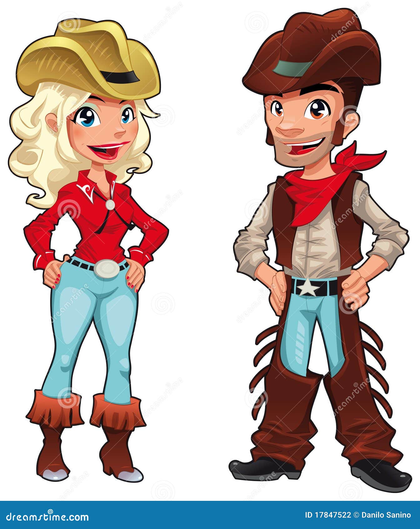 Cowboy und Cowgirl. vektor abbildung. Illustration von karikatur 17847522