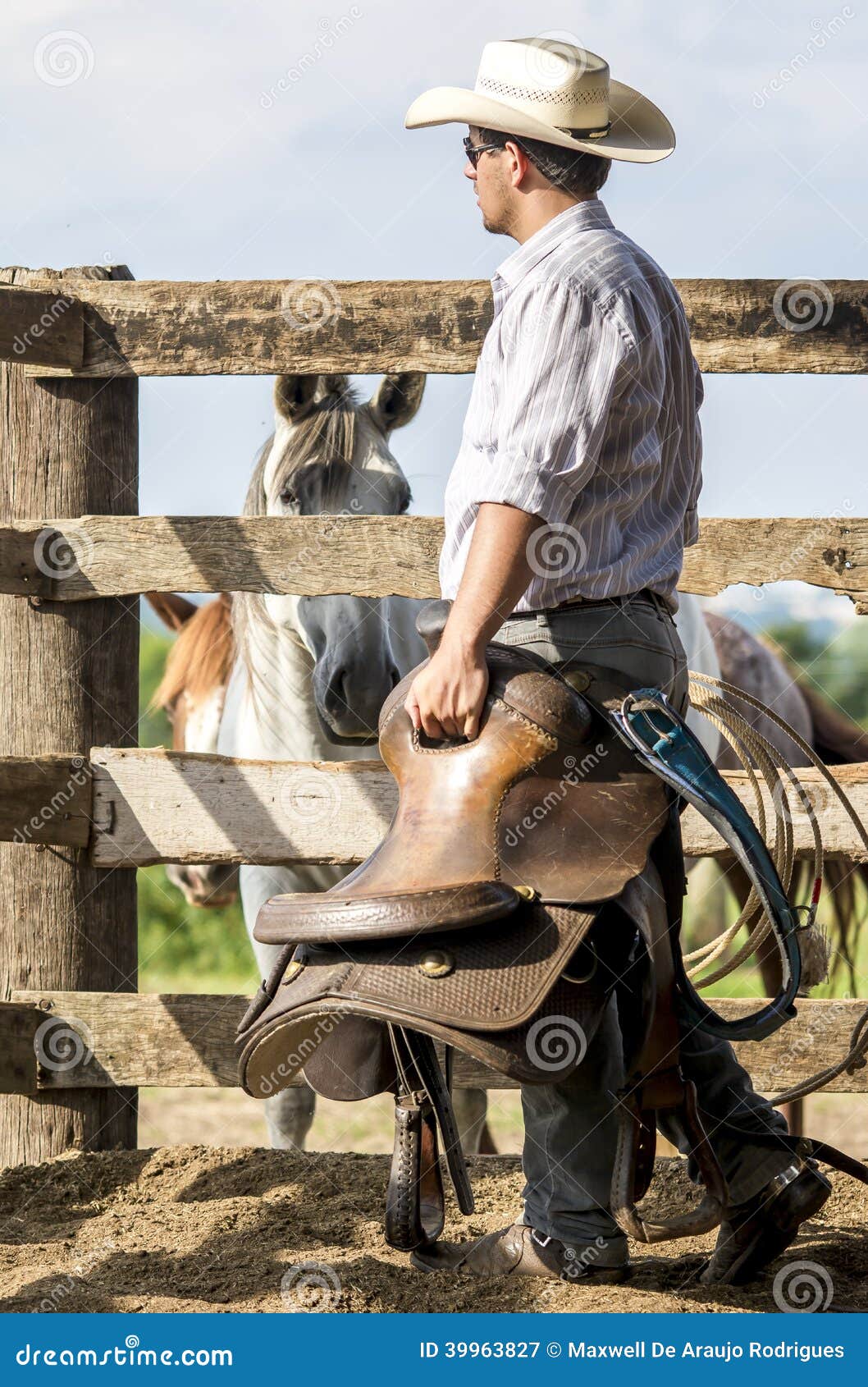 Cowboy Walking and Watching Stock Image - Image of attractive, chin ...