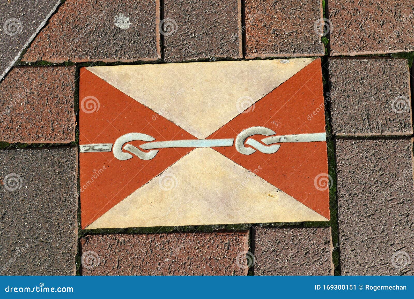 cowes isle of wight, england route marker inset into footpath