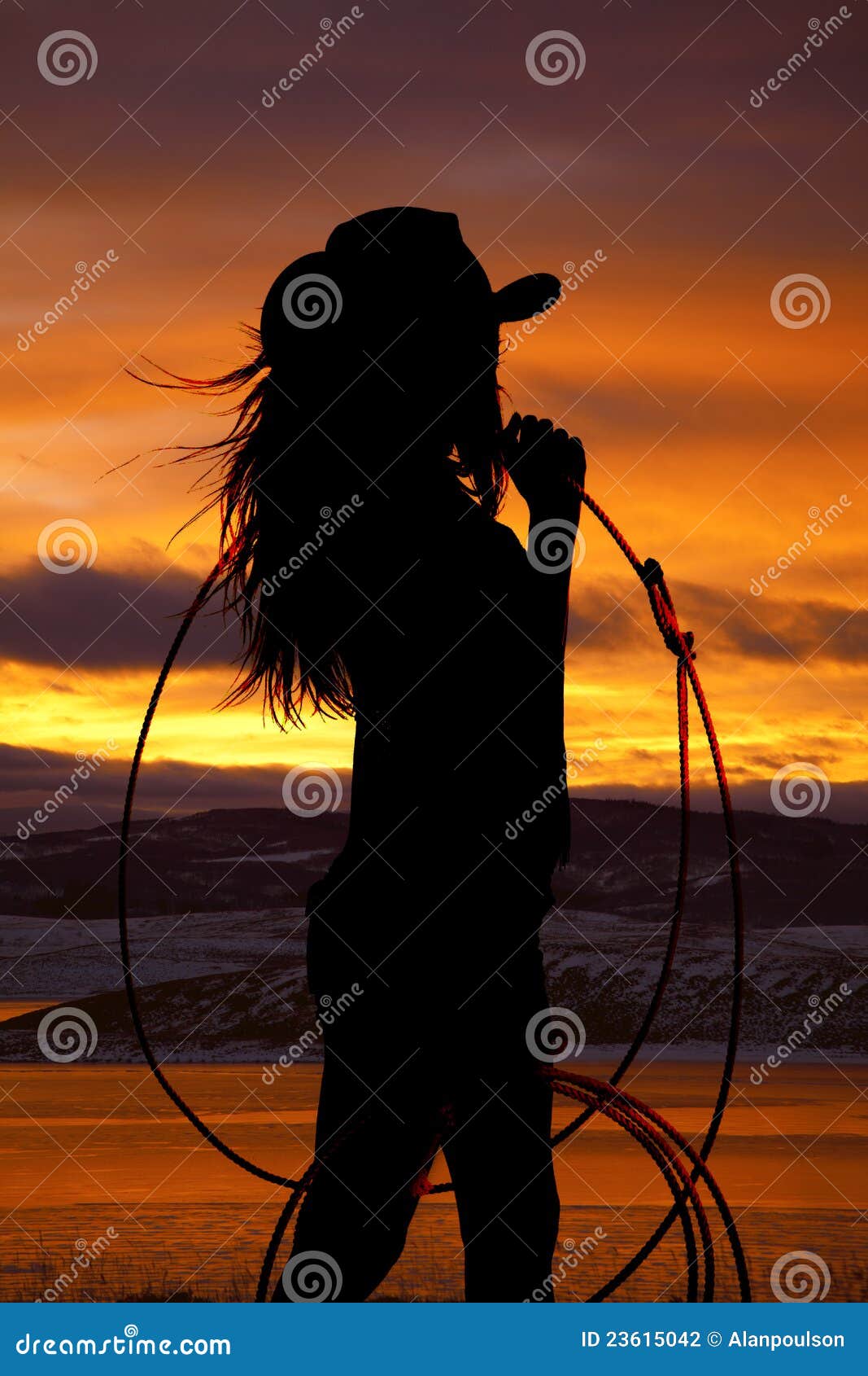 cowgirl holding rope