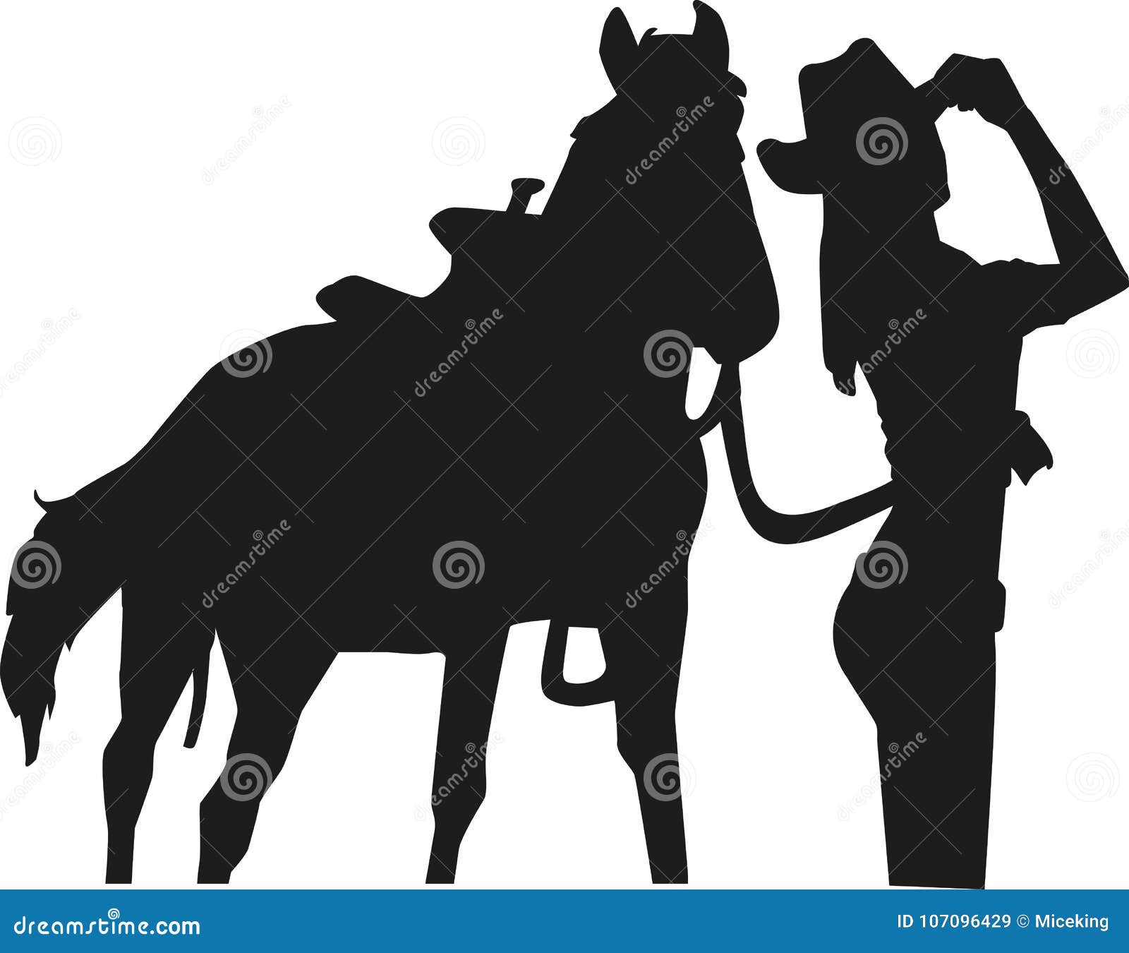 cowgirl with horse silhouette