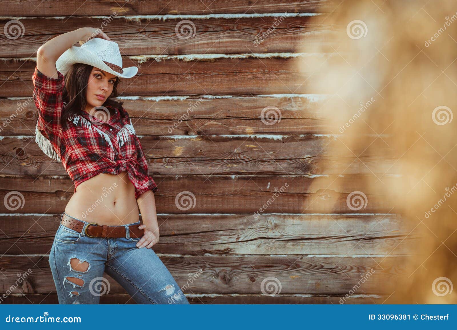 Cowgirl Model Posing on Farm Stock Image - Image of human, female: 33096381