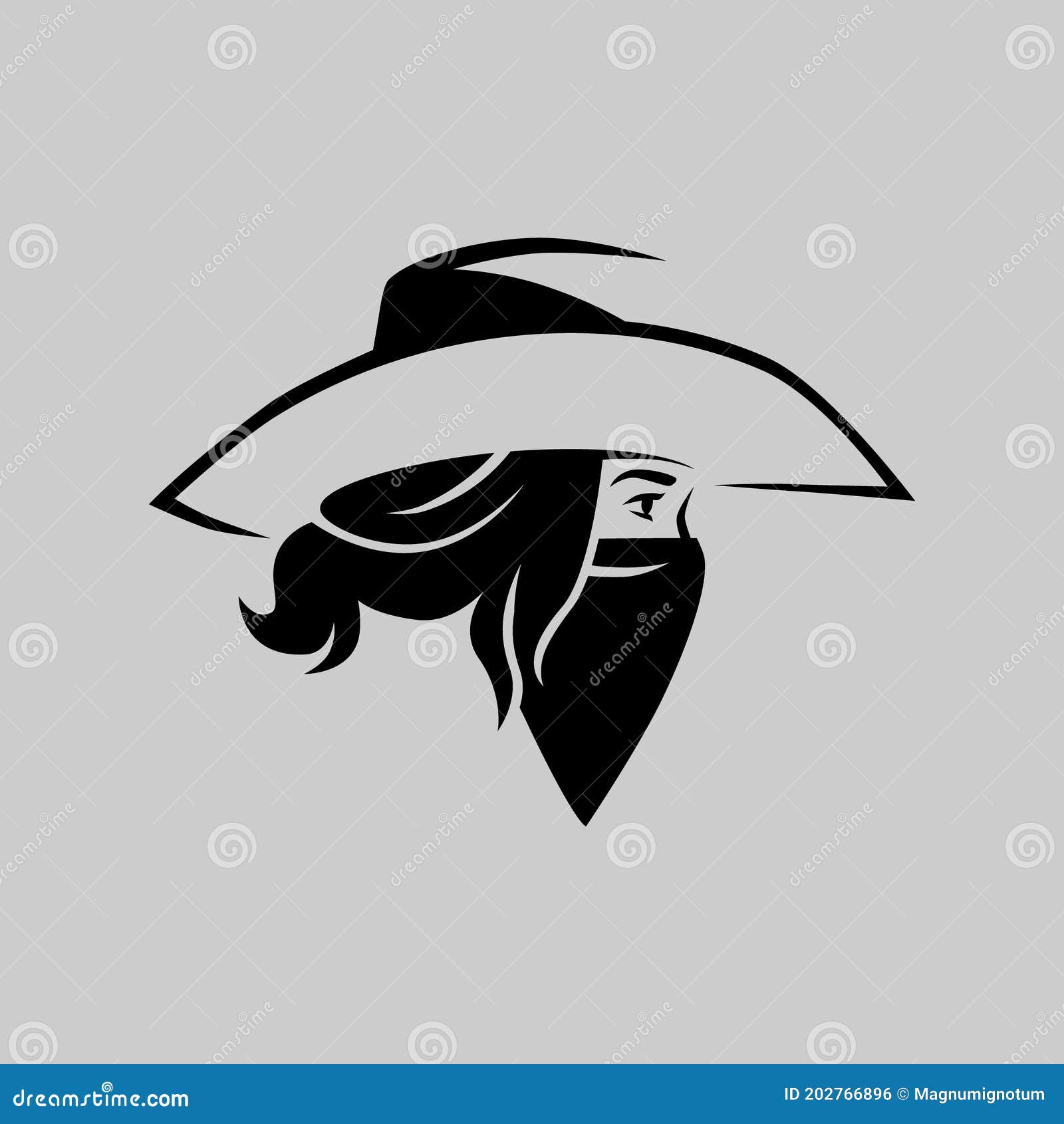 Download Cowgirl Outlaw Symbol On Gray Backdrop Stock Vector ...