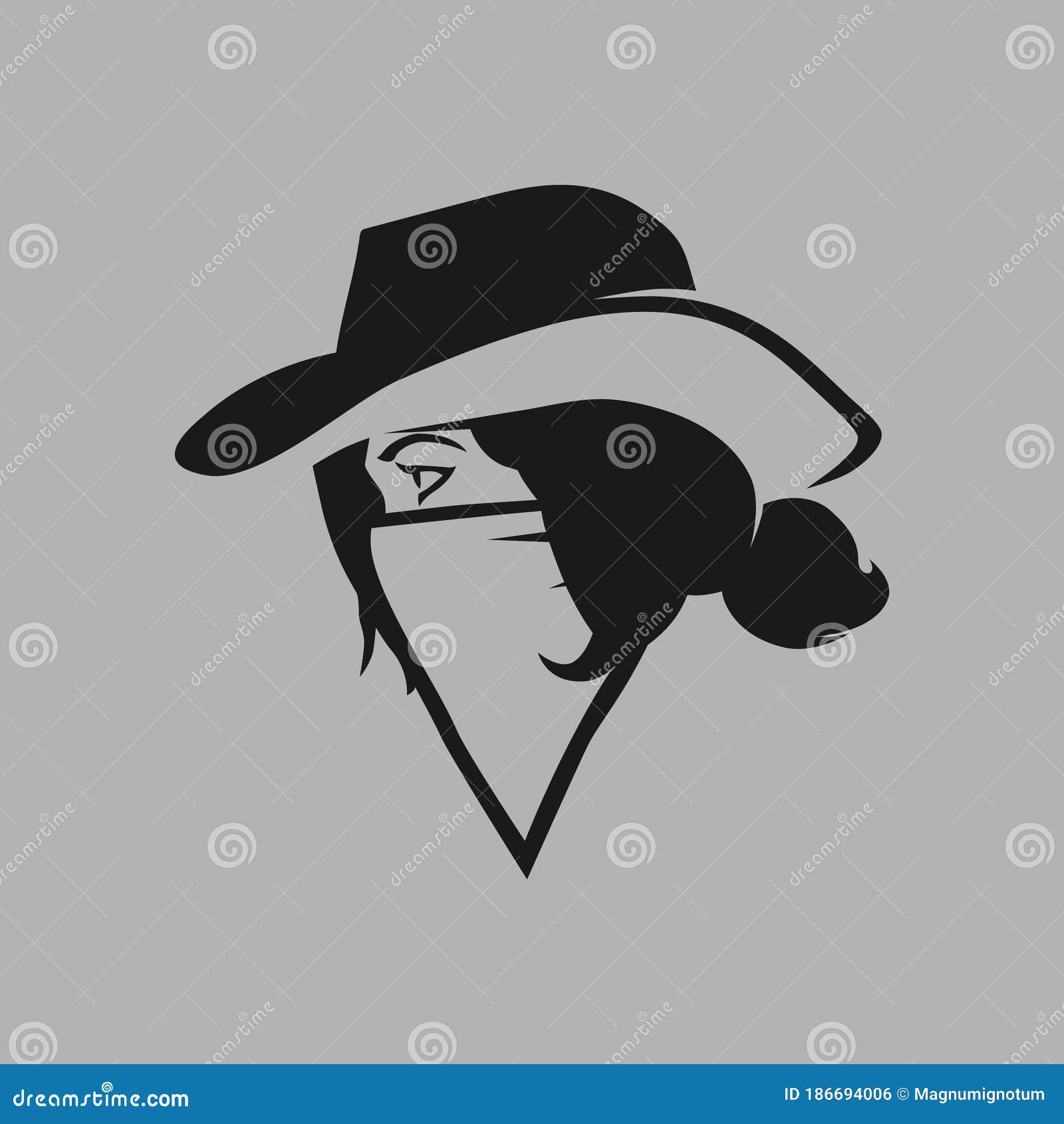 Download Cowgirl Outlaw Symbol On Gray Backdrop Stock Vector ...