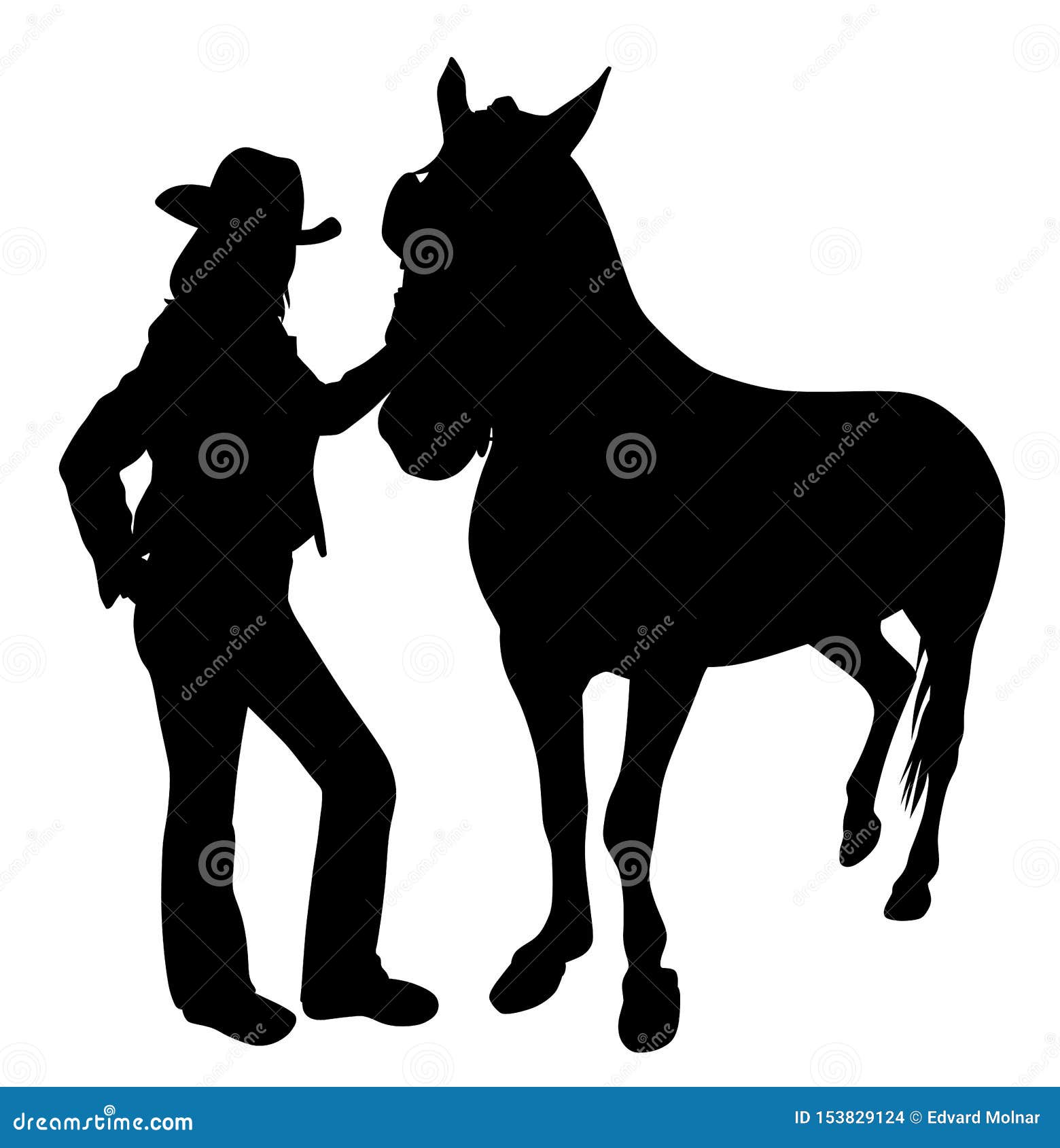 Mulher Com Pau De Cavalo Cowgirl Standing With Horse Stock Vector - Illustration of beautiful