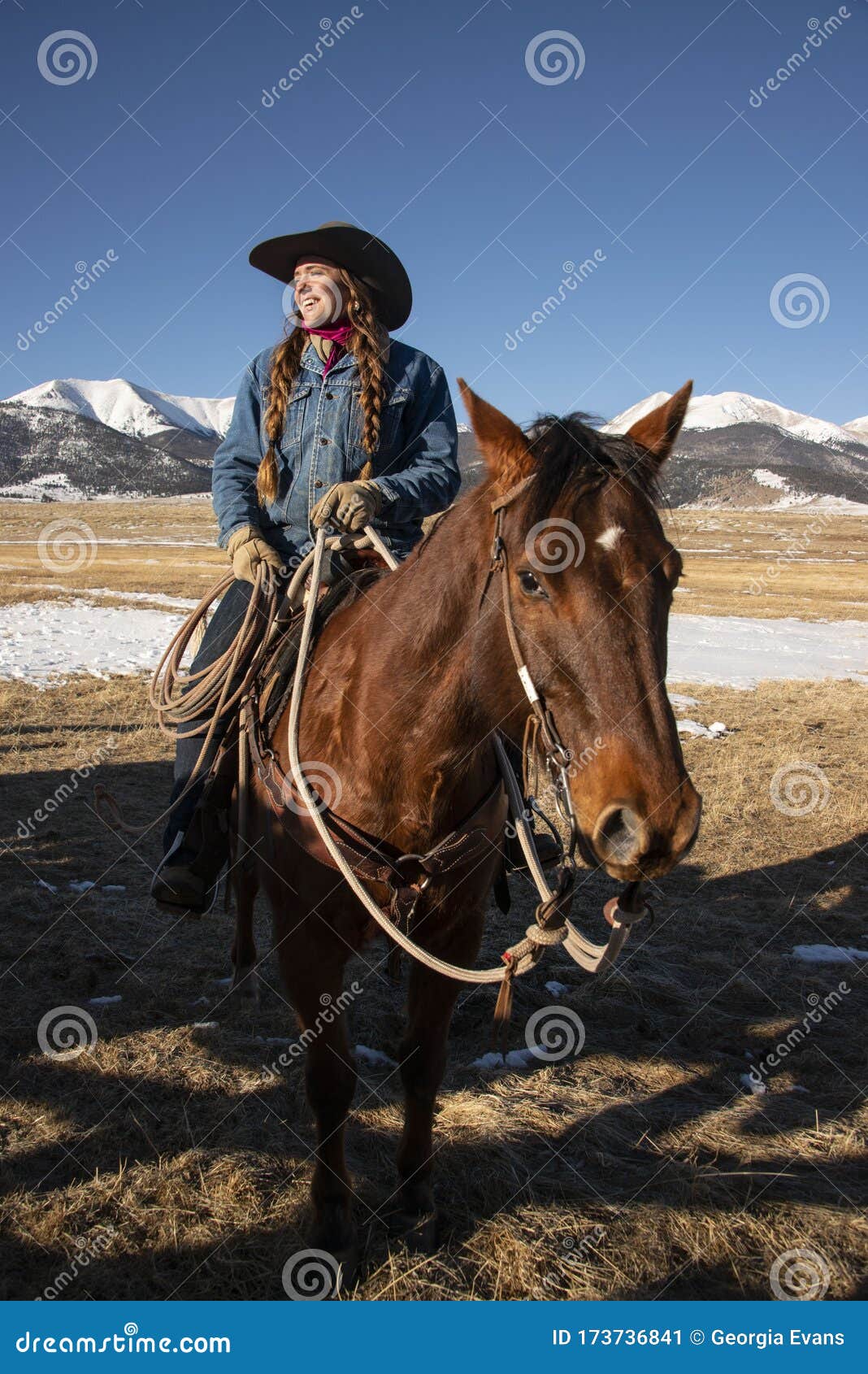 Cowgirl Wrangler with Cowboy Hat Portrait on Saddled Bay Horse Ready To  Work Editorial Photo - Image of band, mammal: 173736841