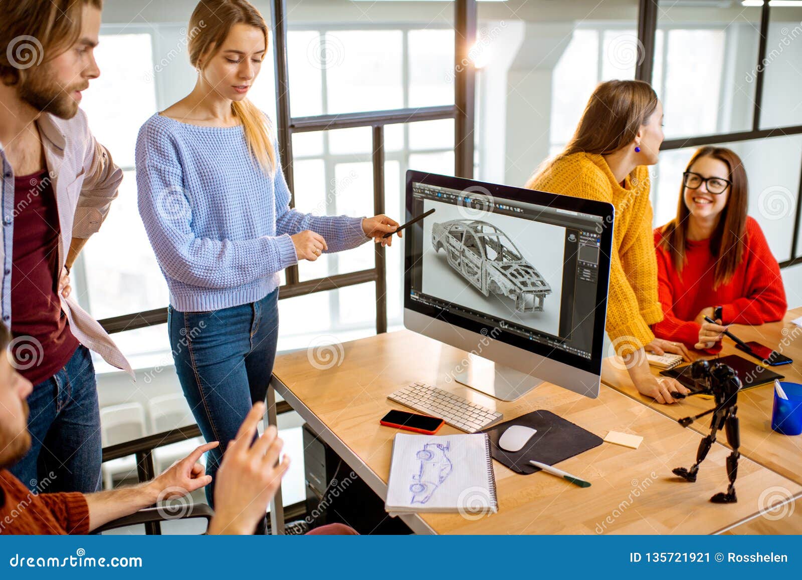 Coworkers Designing a Car Model Stock Image - Image of diverse ...