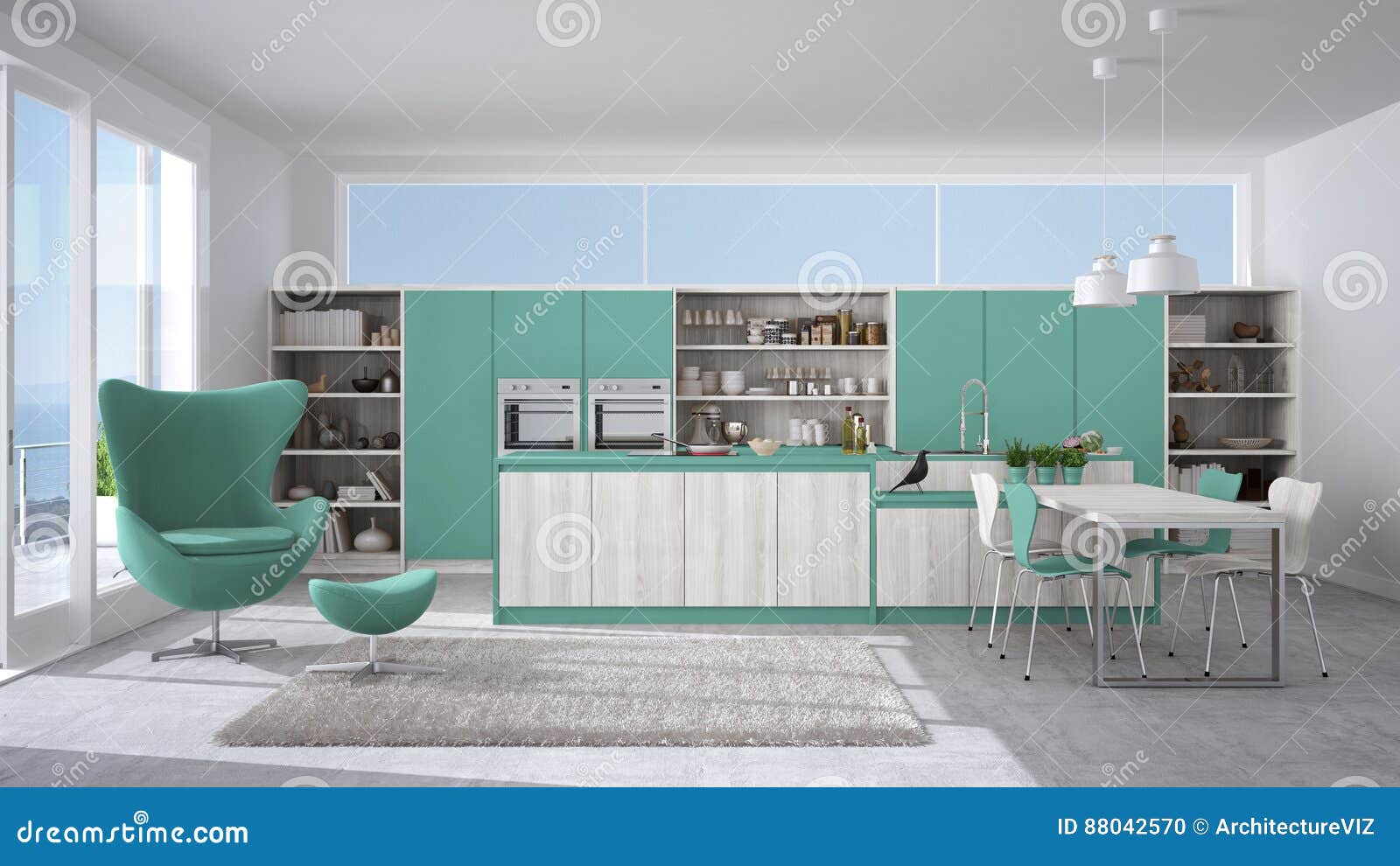 Cozinha Moderna Com Detalhes De Madeira Vento Grande Do Branco E Da Cozinha Moderna Com Detalhes De Madeira Vento Grande Do Branco E Da