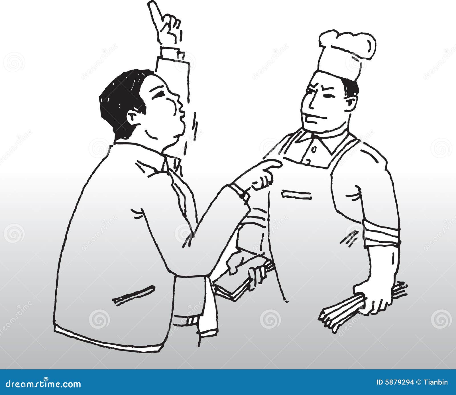 Cozinheiro chefe e cliente. Vector a imagem de um cliente que queixa-se a um cozinheiro chefe