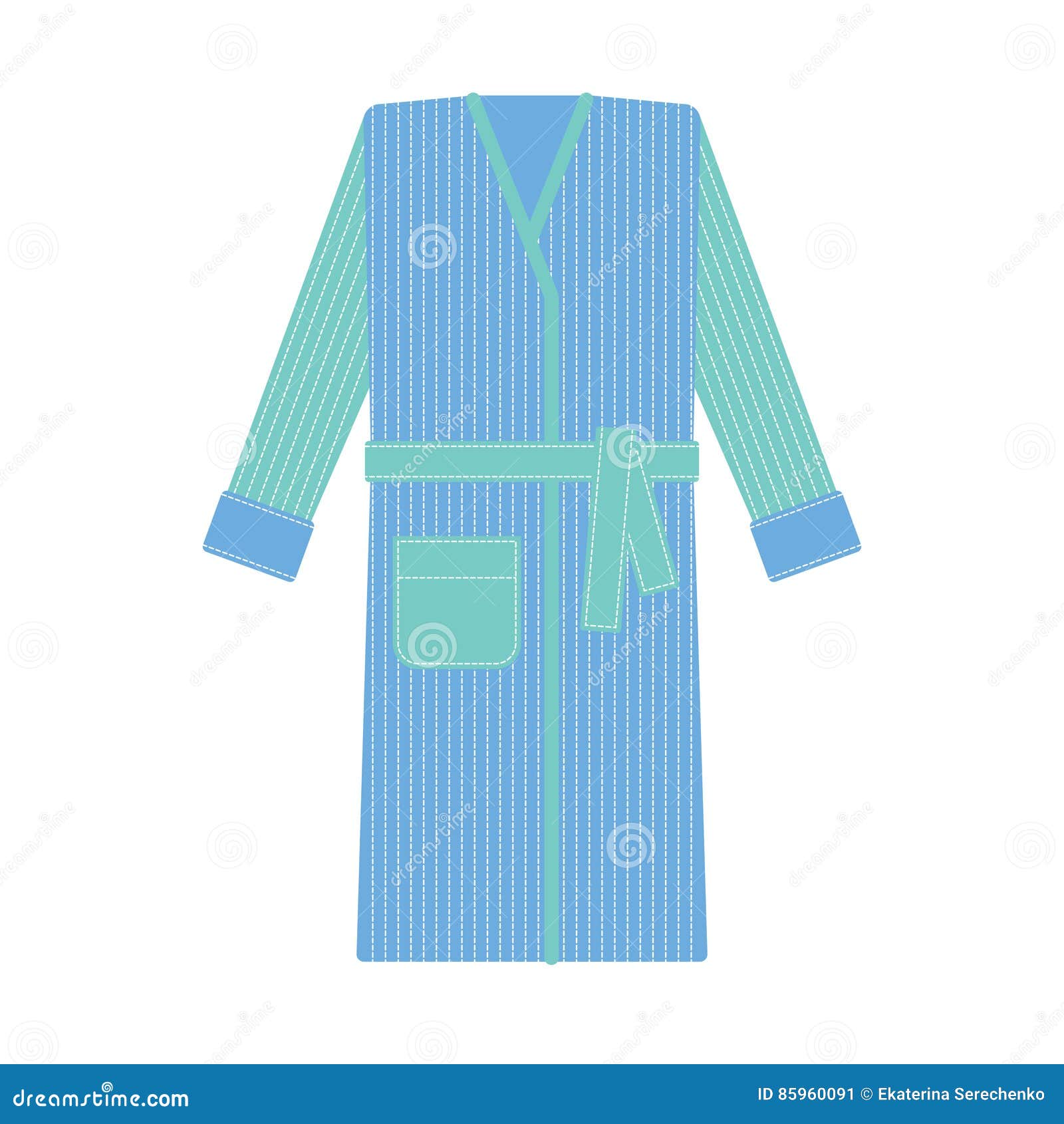 Bathrobe, Vector Art. Bathrobe Technical Drawing.