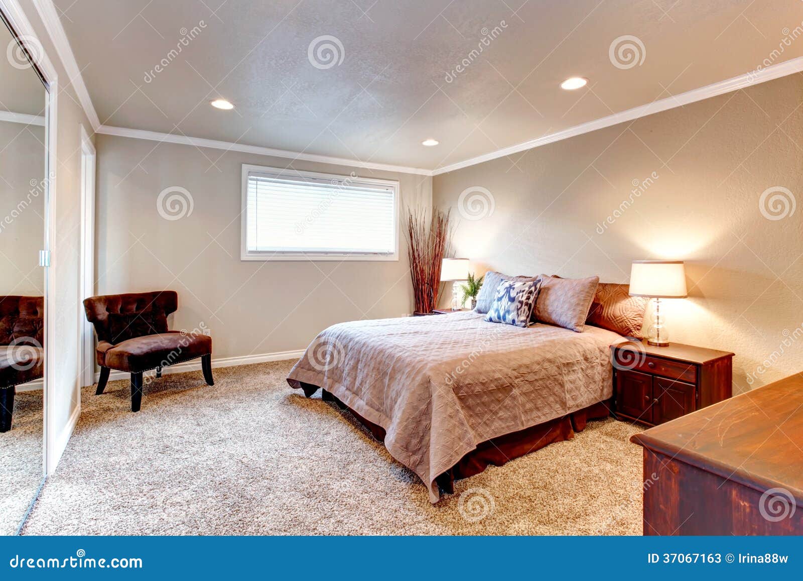 Cozy Brown Tones Bedroom With Wood Furniture And Soft 