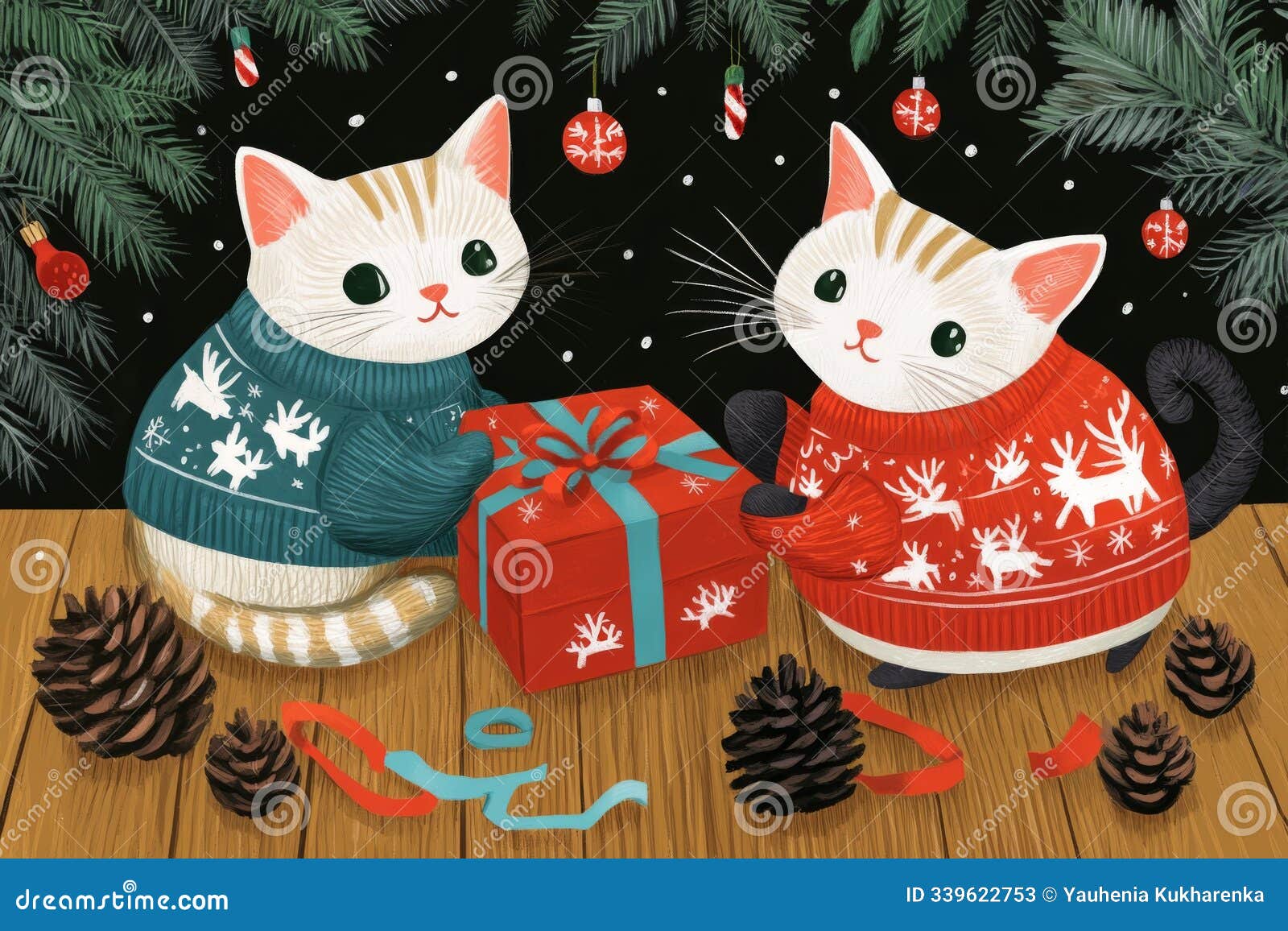 cozy cats in festive sweaters