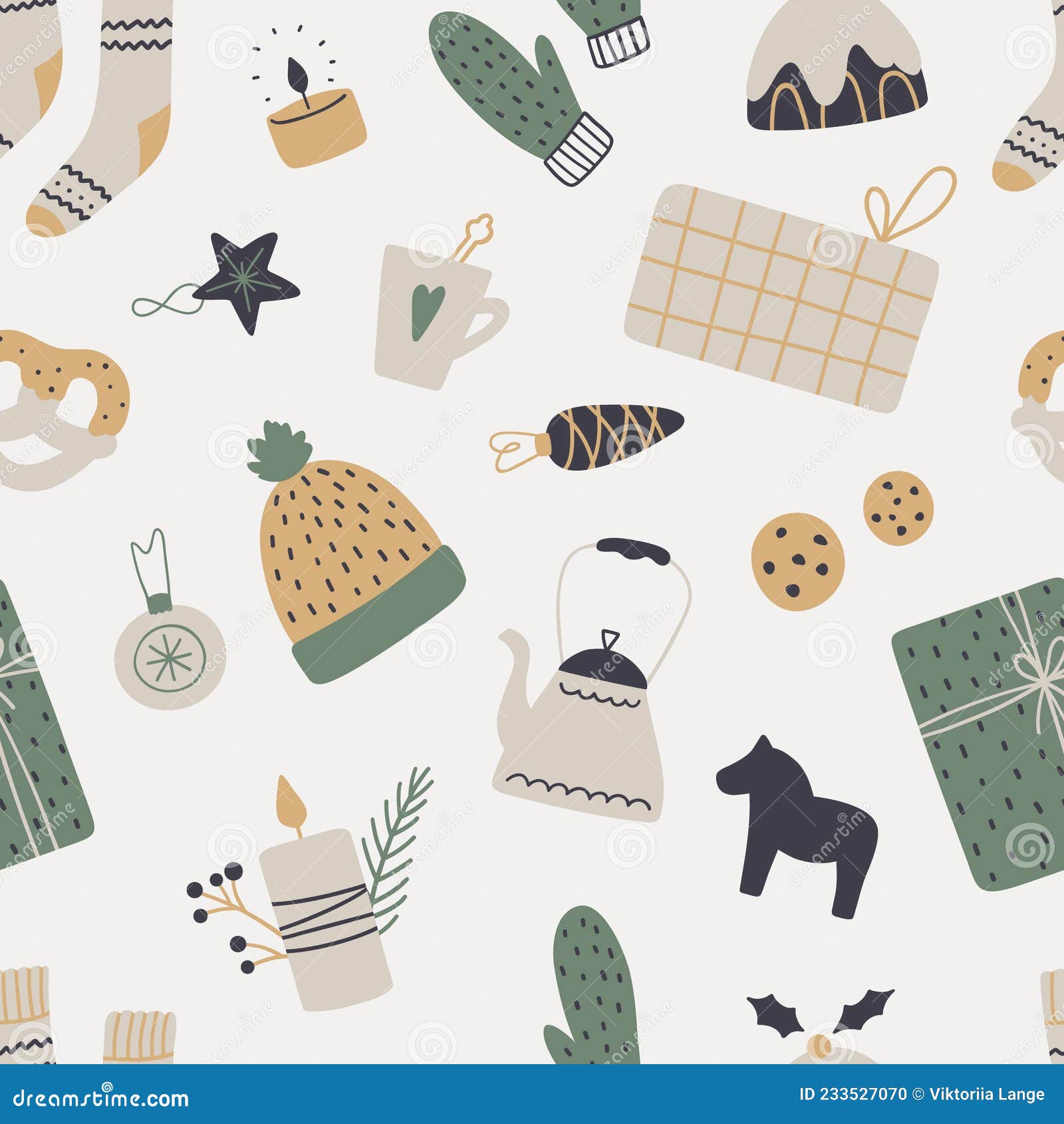 cozy christmas seamless pattern in scandinavian style.
