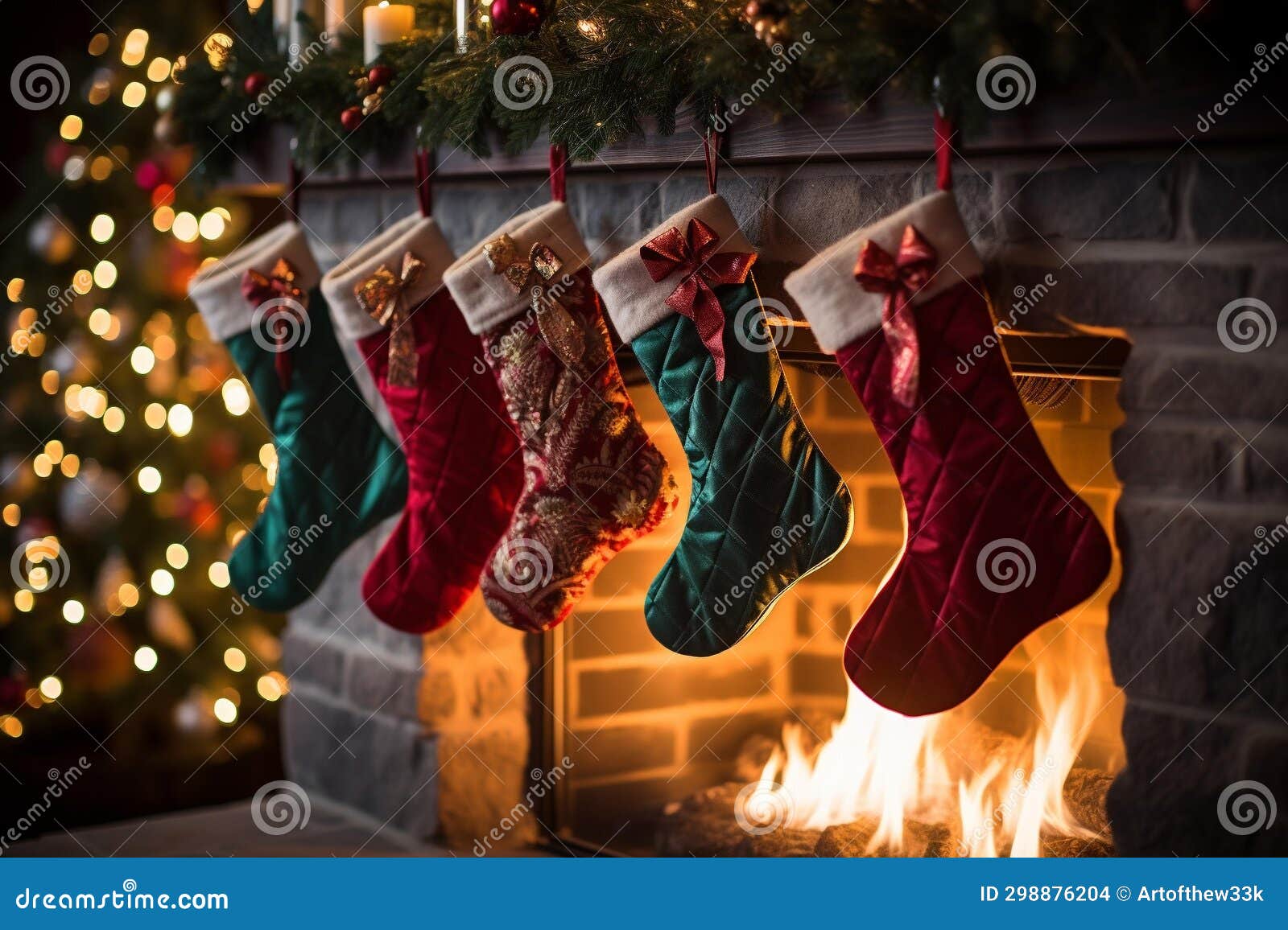 cozy christmas stockings by the fireplace