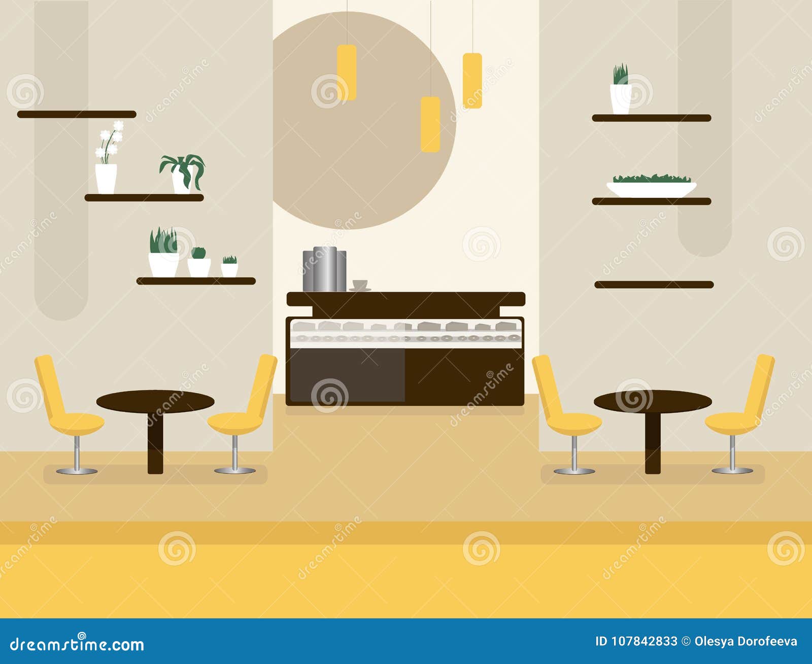 Cozy coffee house stock illustration. Illustration of food - 107842833