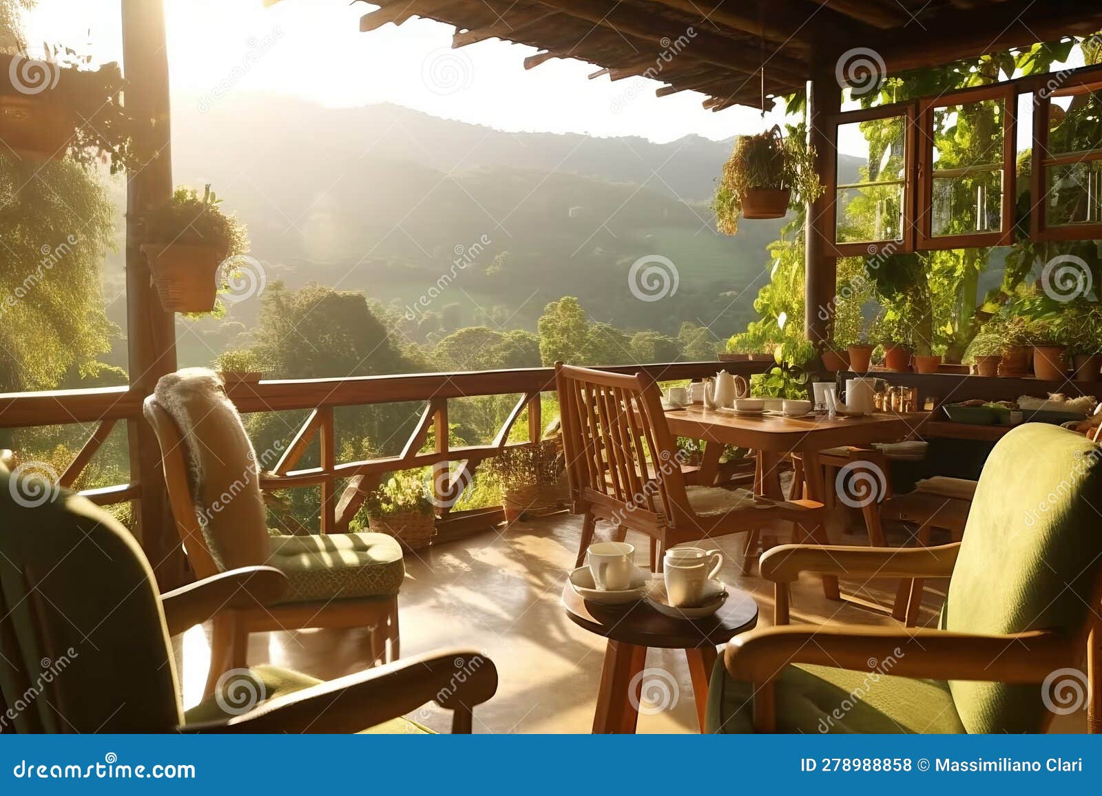 Cozy Coffee Shop Nestled within the Coffee Plantation, with Rustic ...