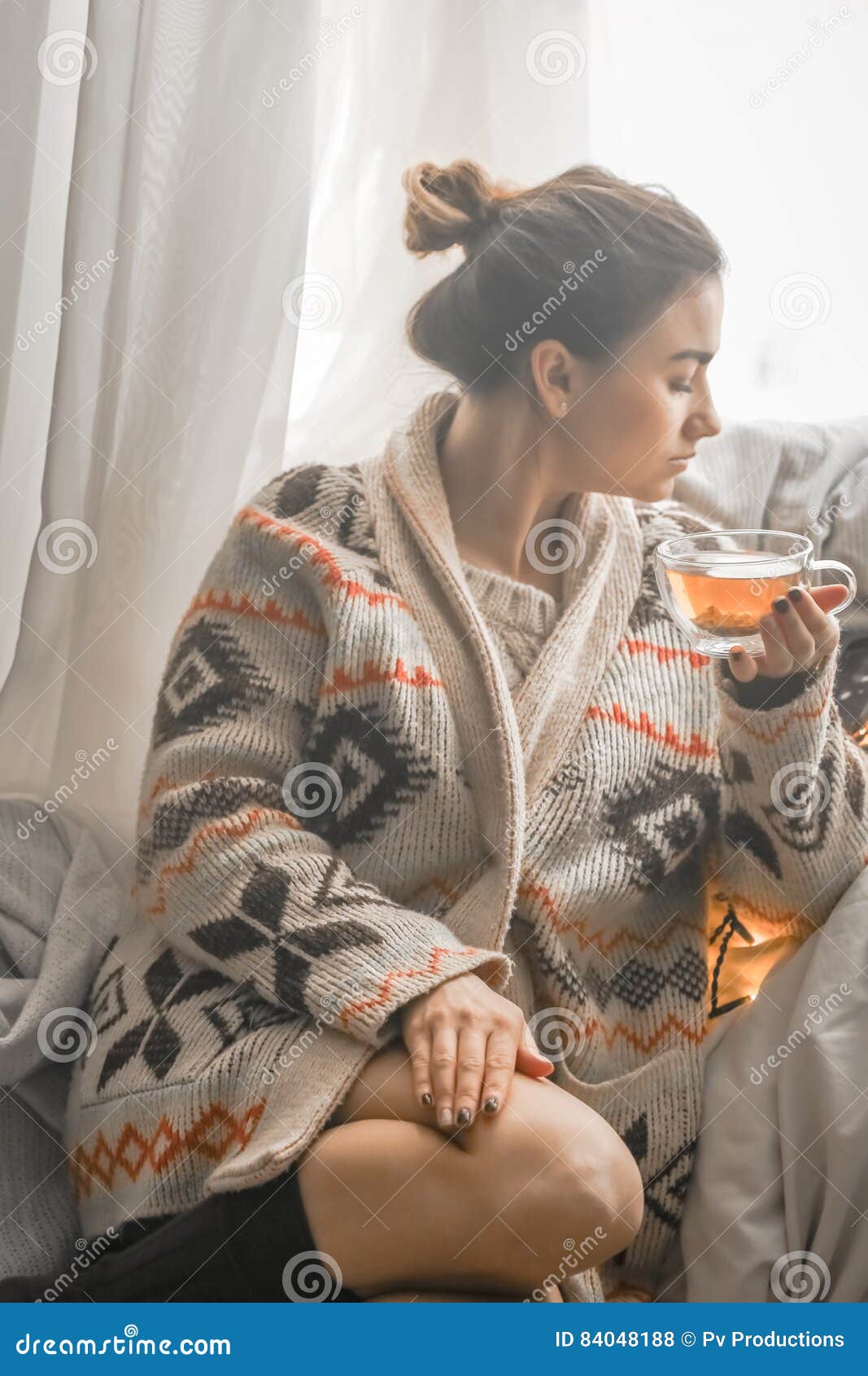 Cozy Cup of Tea the Girl in the Hands Stock Photo - Image of reading ...