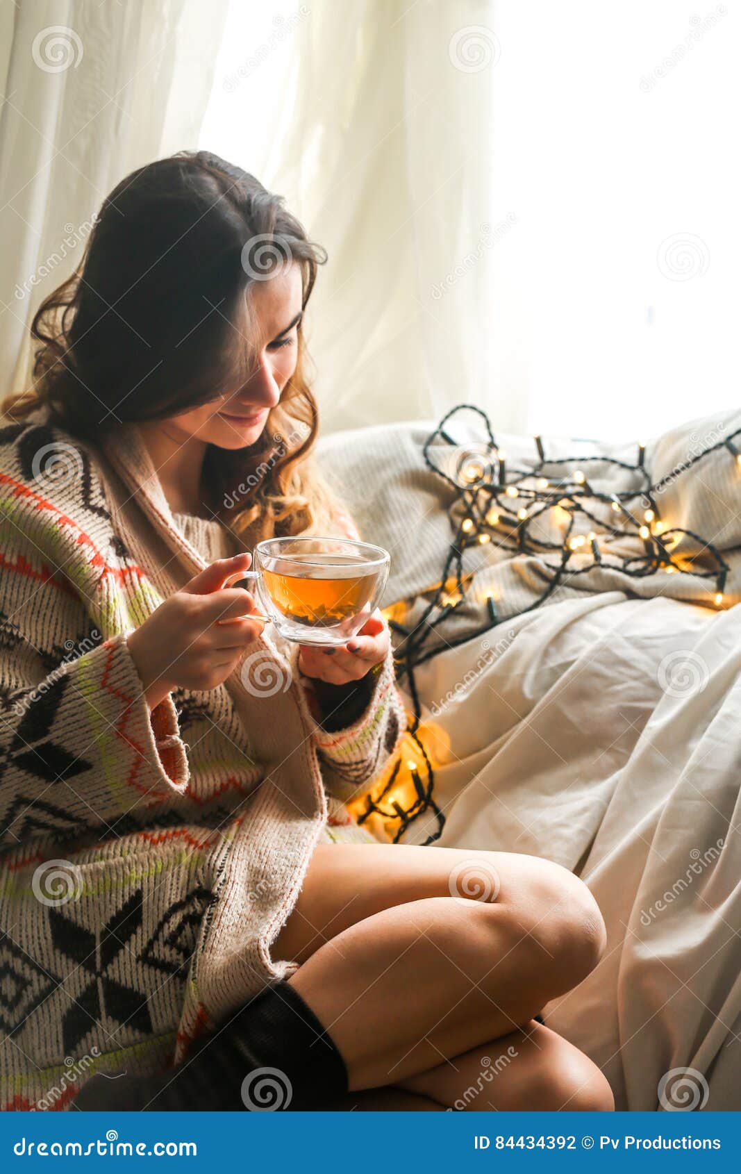 Cozy Cup of Tea the Girl in the Hands Stock Photo - Image of cocoa ...