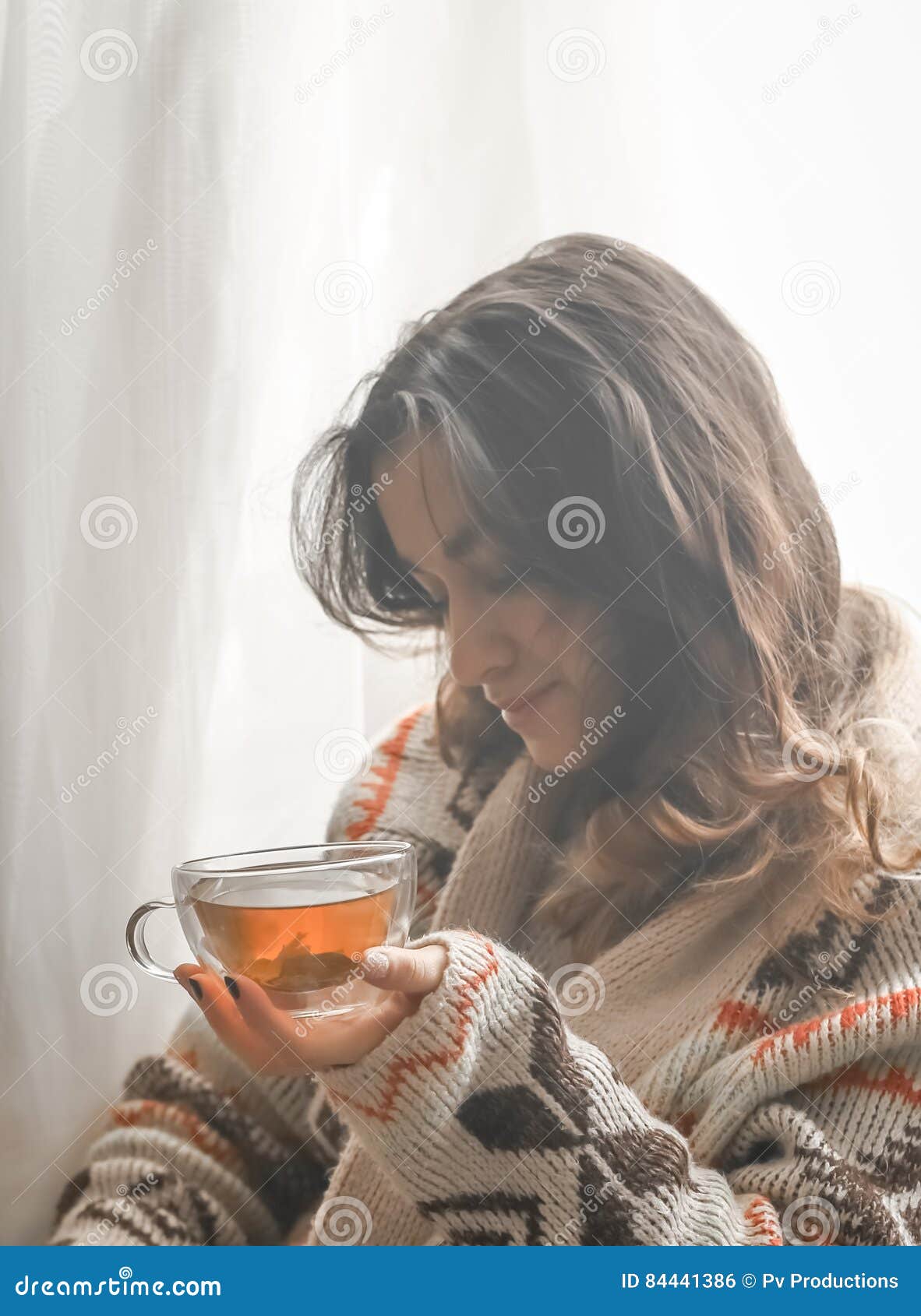 Cozy Cup of Tea the Girl in the Hands Stock Photo - Image of homely ...