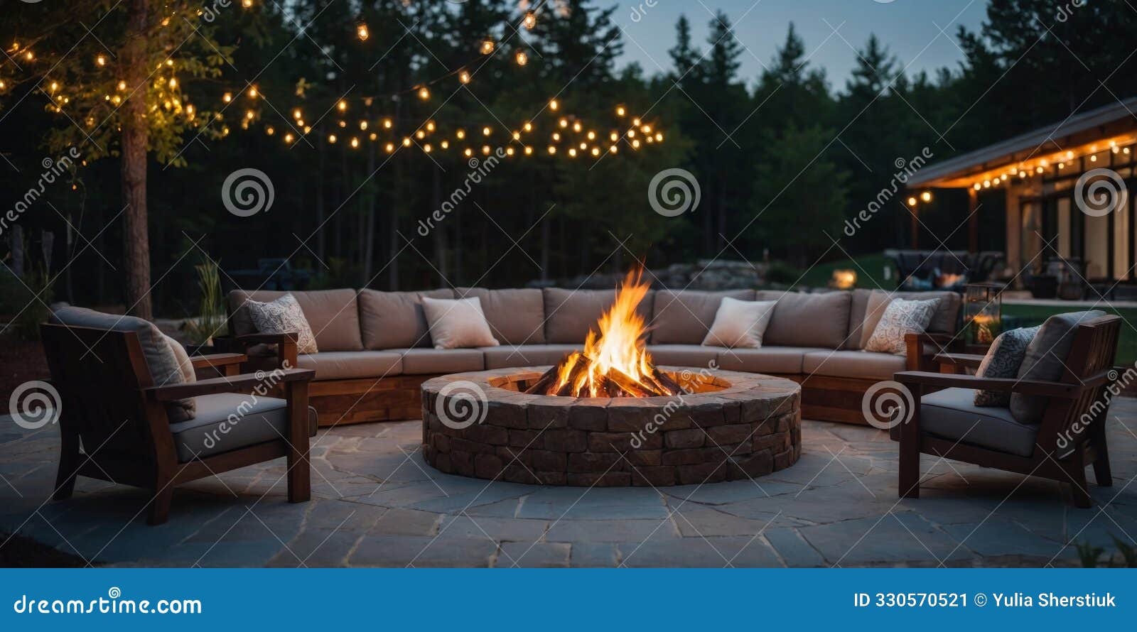 a cozy fire pit surrounded by comfortable seating perfect for roasting marshmallows and enjoying lively conversations