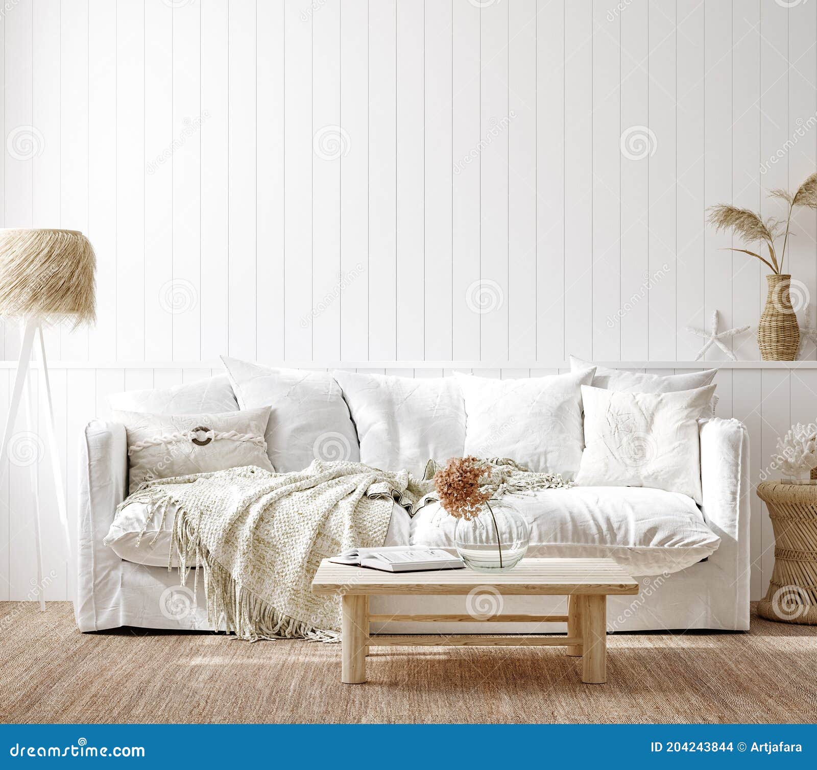 cozy home interior background, coastal style living room