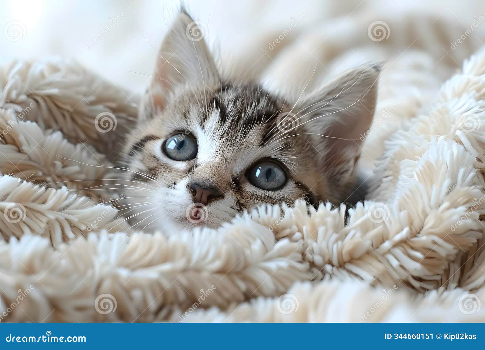 cozy kitten nestled in soft blanket for cute and comfort-themed s generative ai