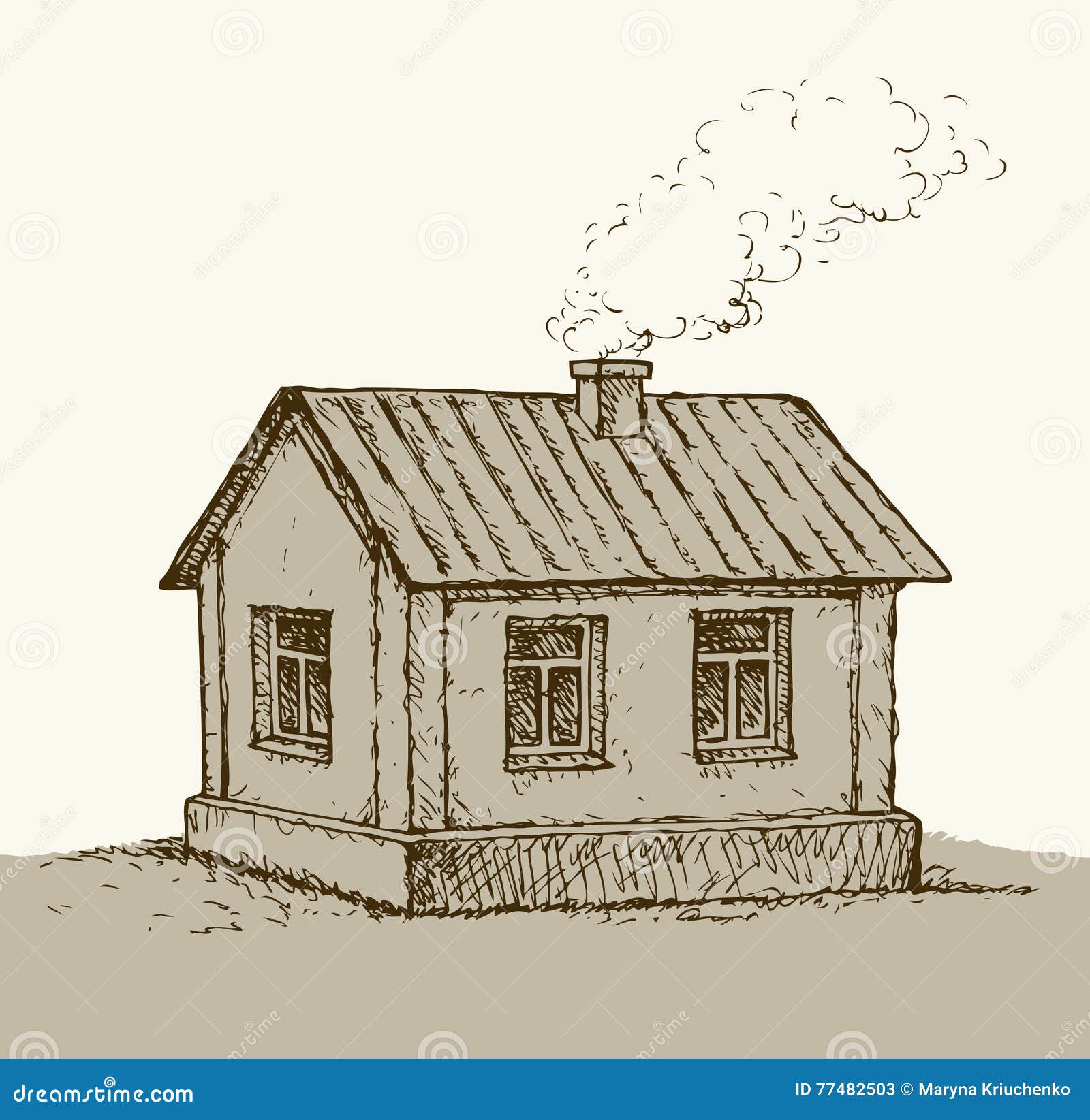 Cozy Little House Vector Sketch Stock Vector 