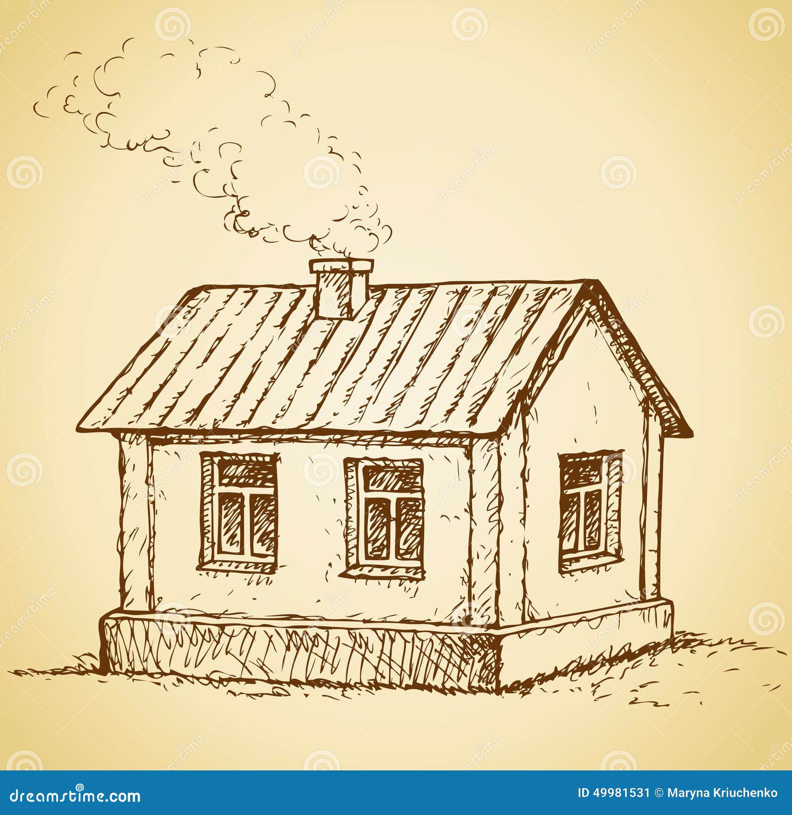 Cozy Little House Vector Sketch Stock Vector Cozy Little House Vector Sketch Stock Vector