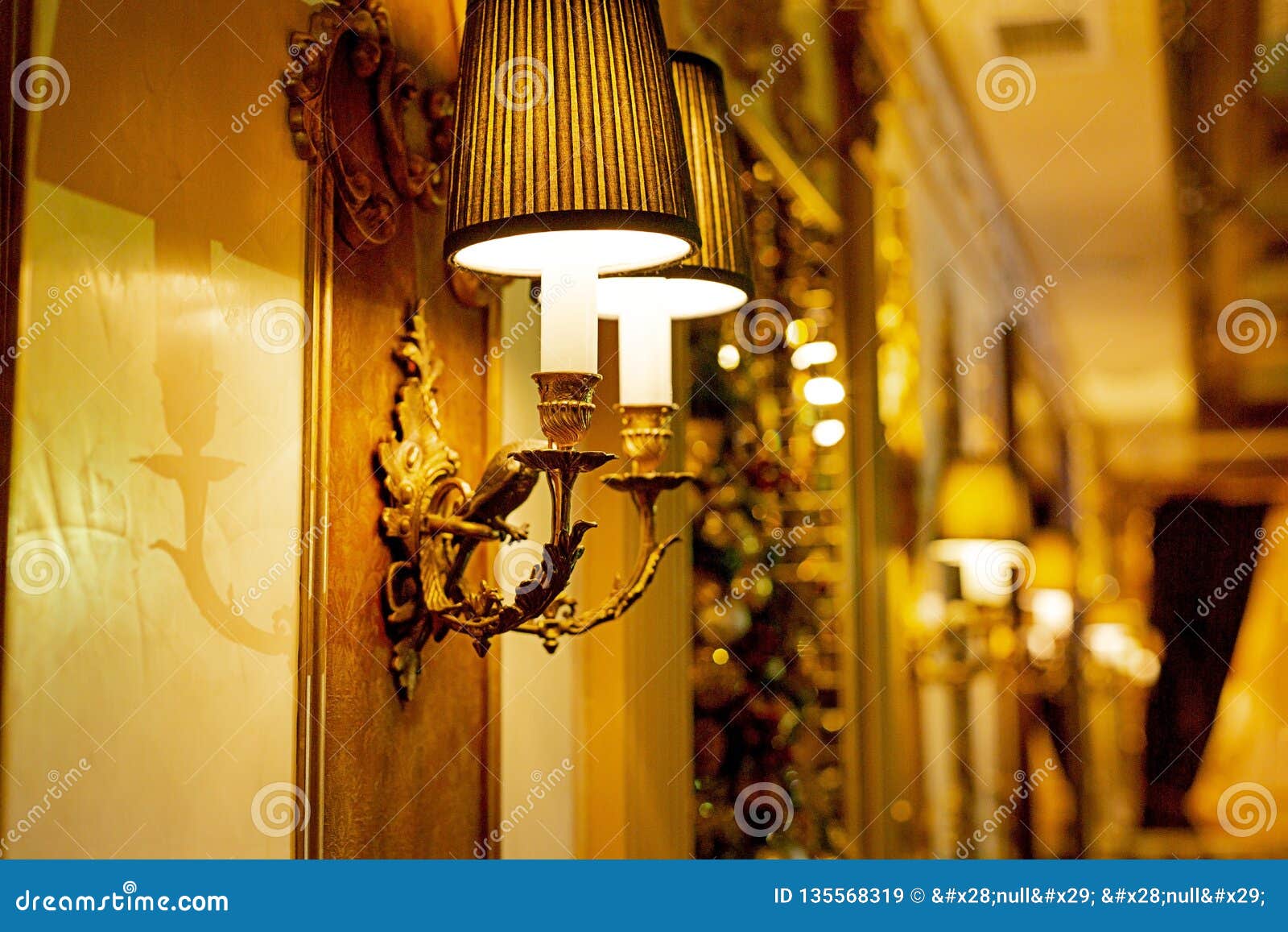 Cozy Restaurant Interior In Golden Color Stock Image Image