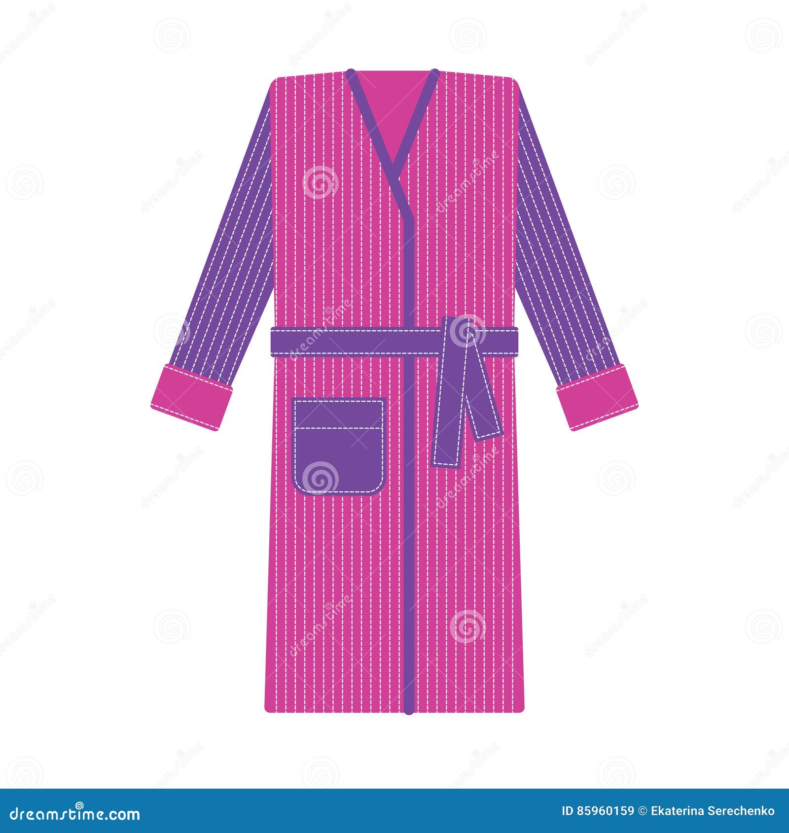 Bathrobe, Vector Art. Bathrobe Technical Drawing.