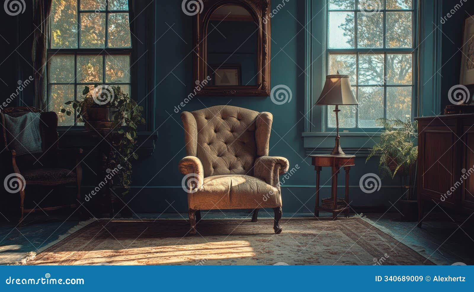 Cozy Vintage Living Room Scene Stock Illustration Illustration of