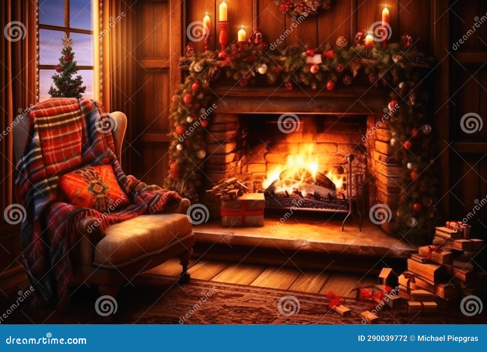 A Cozy and Warm Christmas Wallpaper Stock Photo - Image of celebration