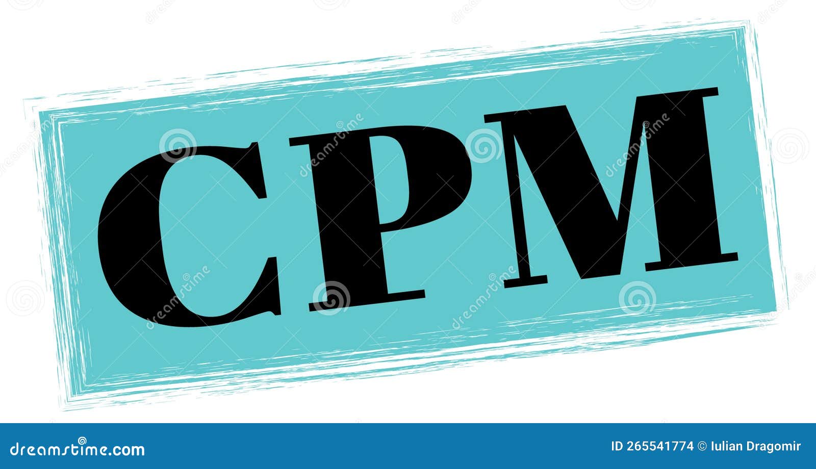 cpm text written on blue-black stamp sign