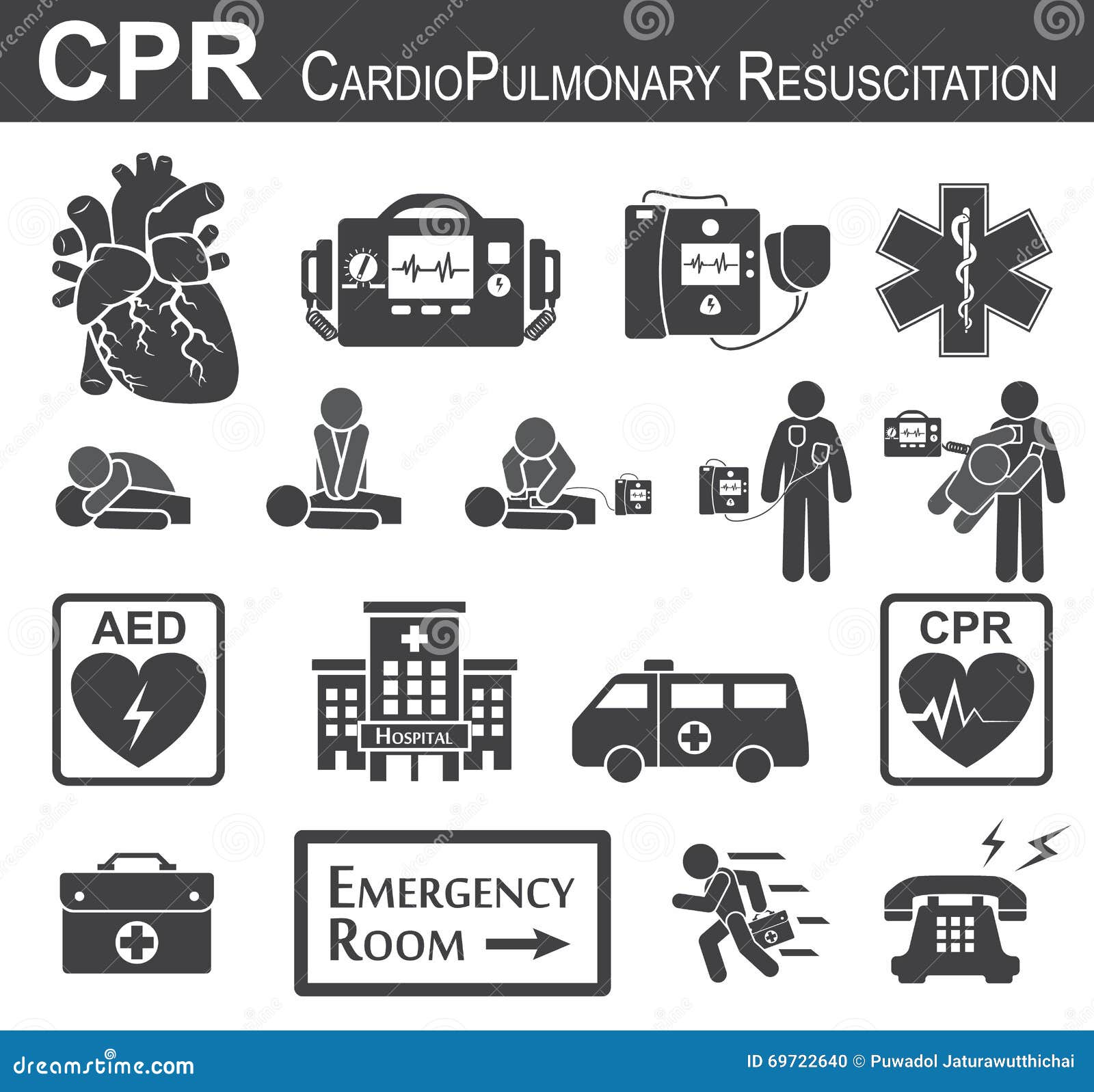 Cpr 心肺复苏术 象向量例证 插画包括有图标 复苏 心肺 生活 紫色的 外部 紧急