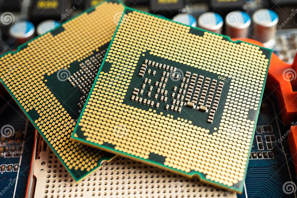 CPU, Central Processor Unit Chip Chip on Circuit Board in PC and Laptop