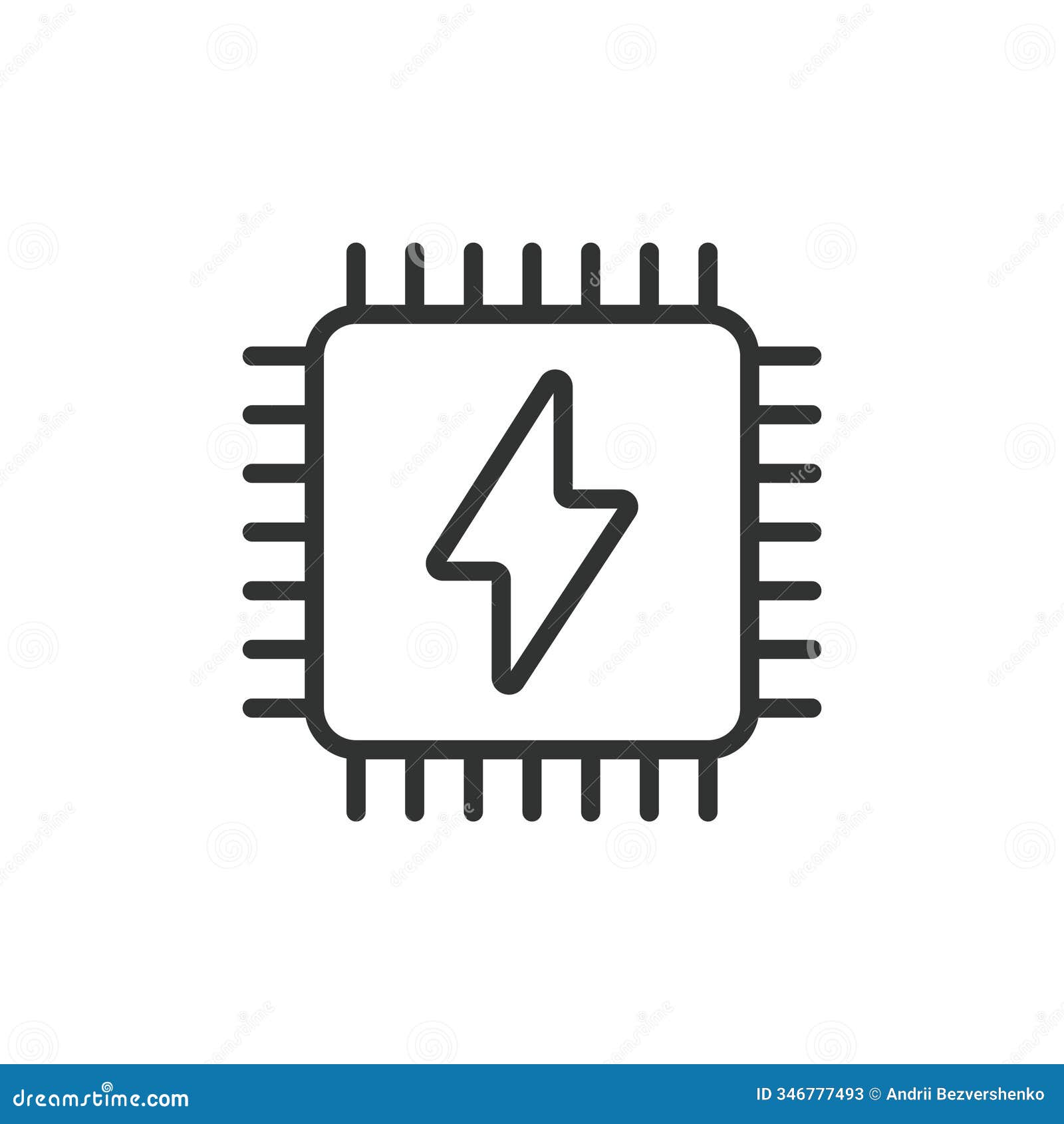 cpu energy, icon in line . cpu, energy, processor, power, chip, performance, efficiency on white background 