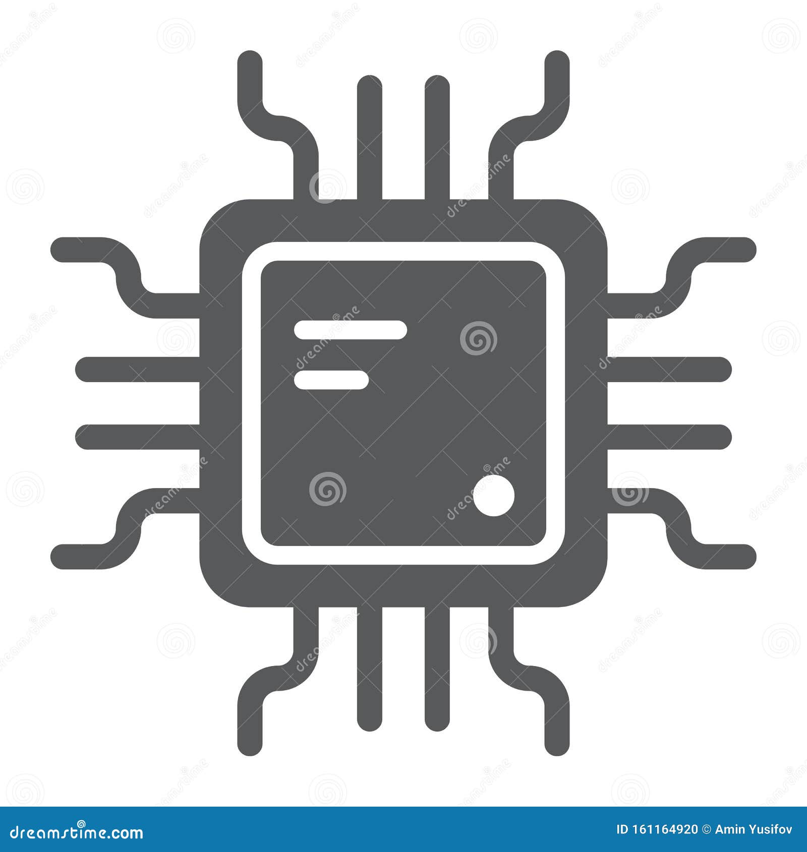 Cpu Glyph Icon, Technology and Device, Chip Sign, Vector Graphics, a