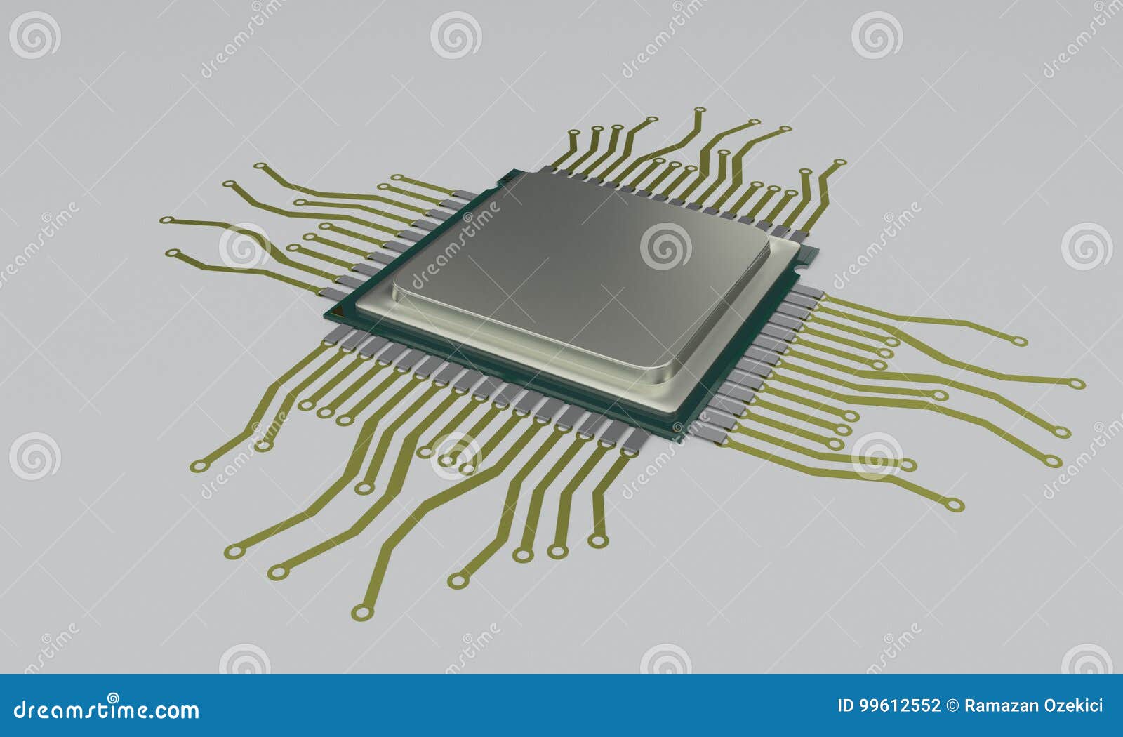 Cpu GOLD Circuit Diagram, 3d Stock Illustration Illustration of black