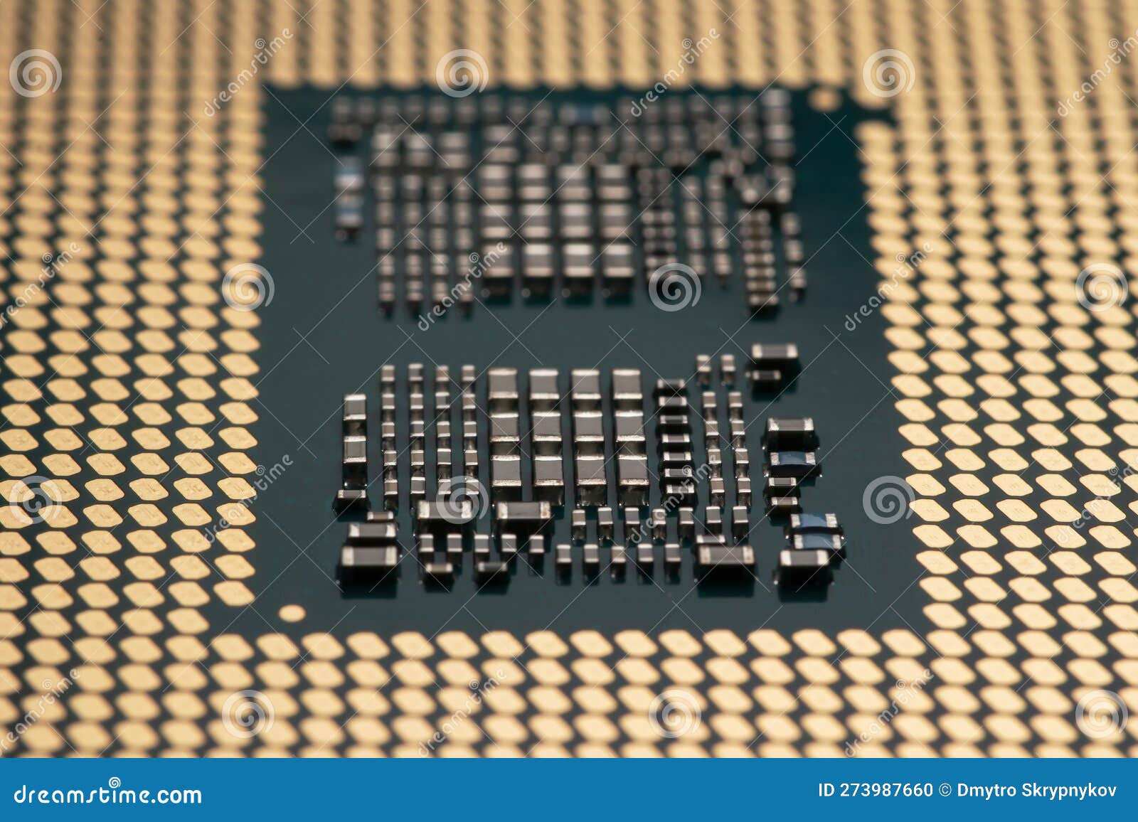 Cpu Gold Pins Microchip Processor Computer Component Technology. Macro Photography Central