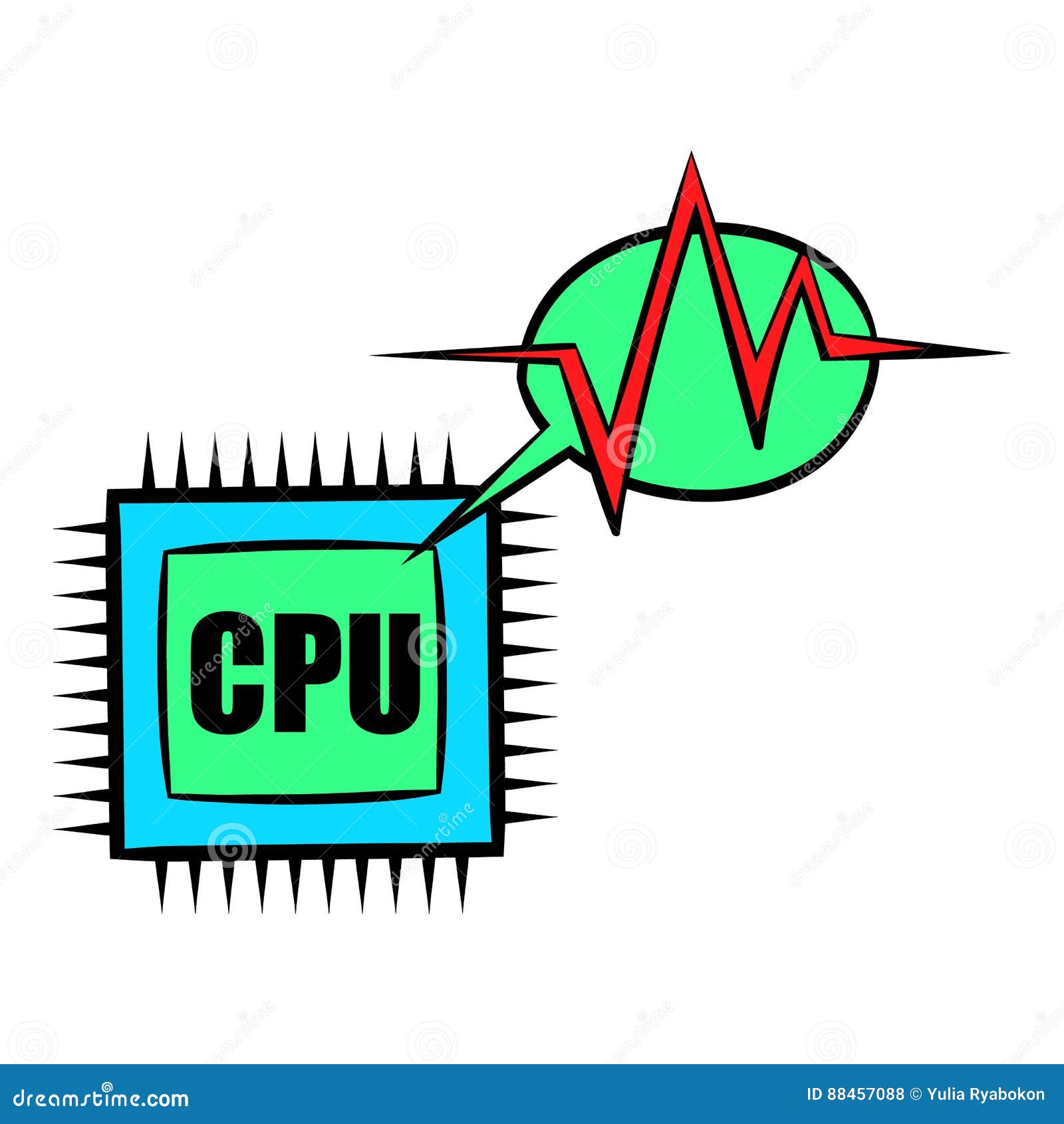 CPU icon cartoon stock vector. Illustration of computing 88457088