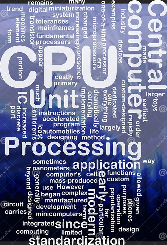 CPU word cloud stock illustration. Illustration of microchip 20252098