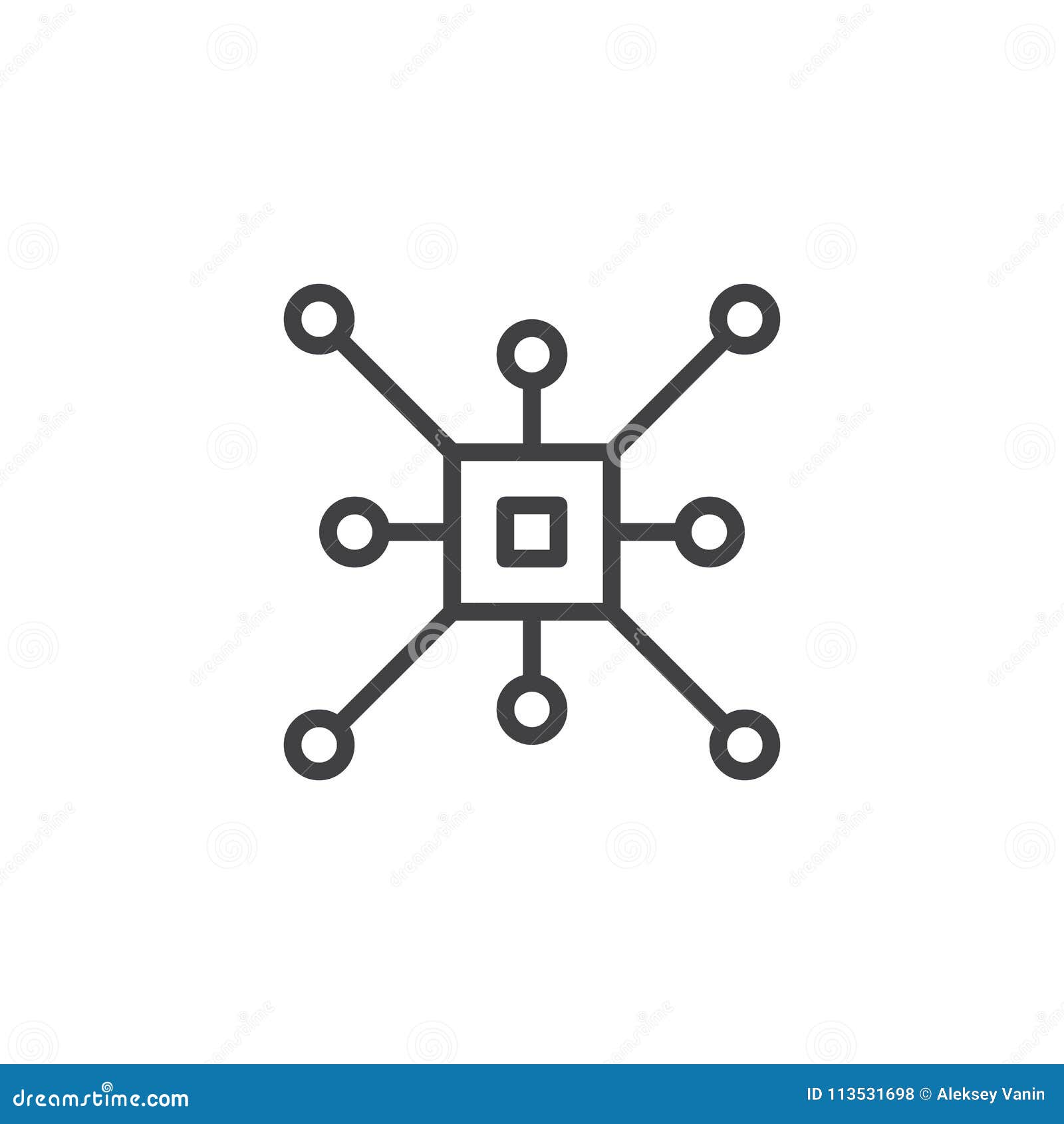 CPU-översiktssymbol linjärt stiltecken för mobilt begrepp och rengöringsdukdesign Linje vektorsymbol för processorchip Symbol logoillustration Perfekta vektordiagram för PIXEL